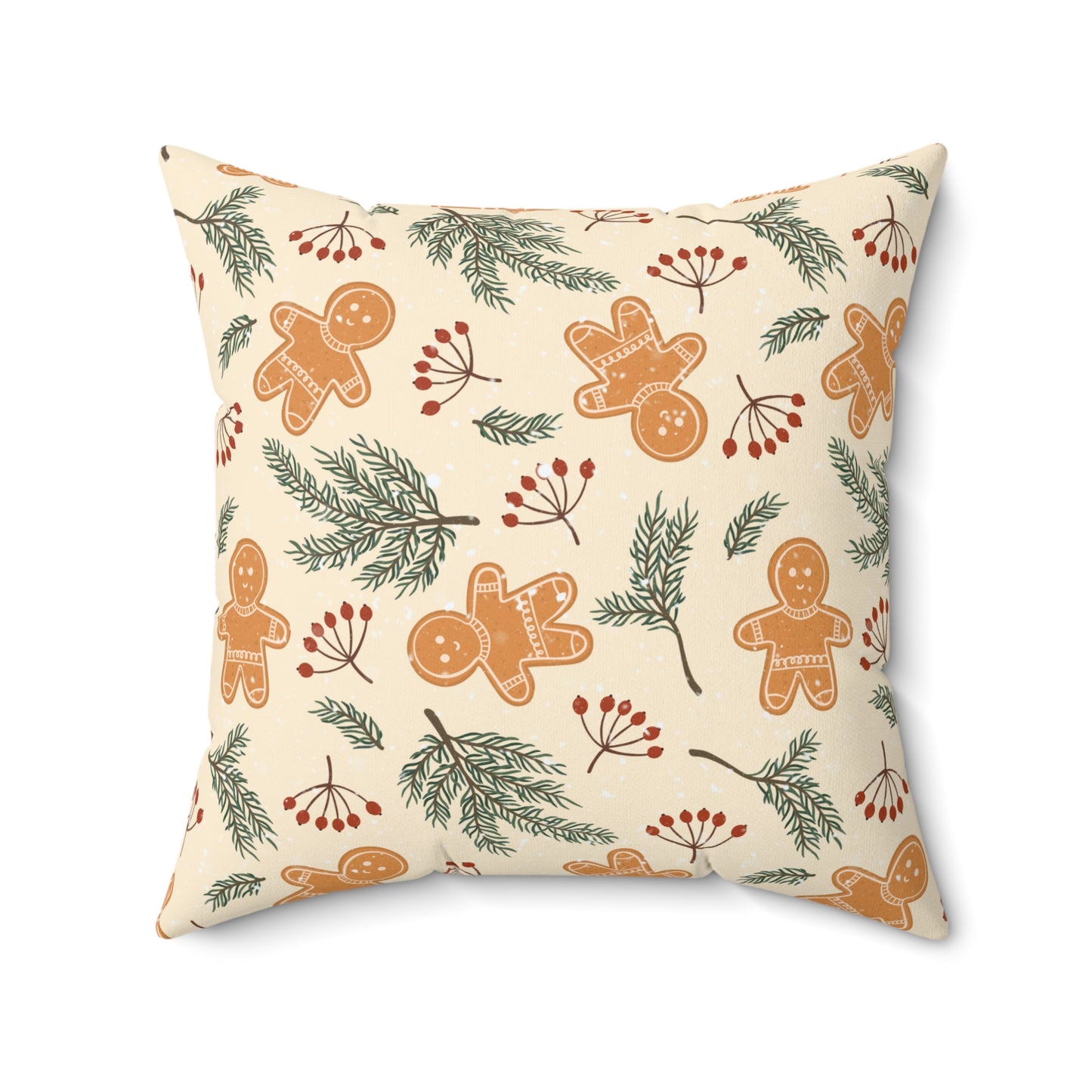 Holiday Gingerbread Throw Pillow - Christmas Accent Cushion - Cozy Festive Winter Decor
