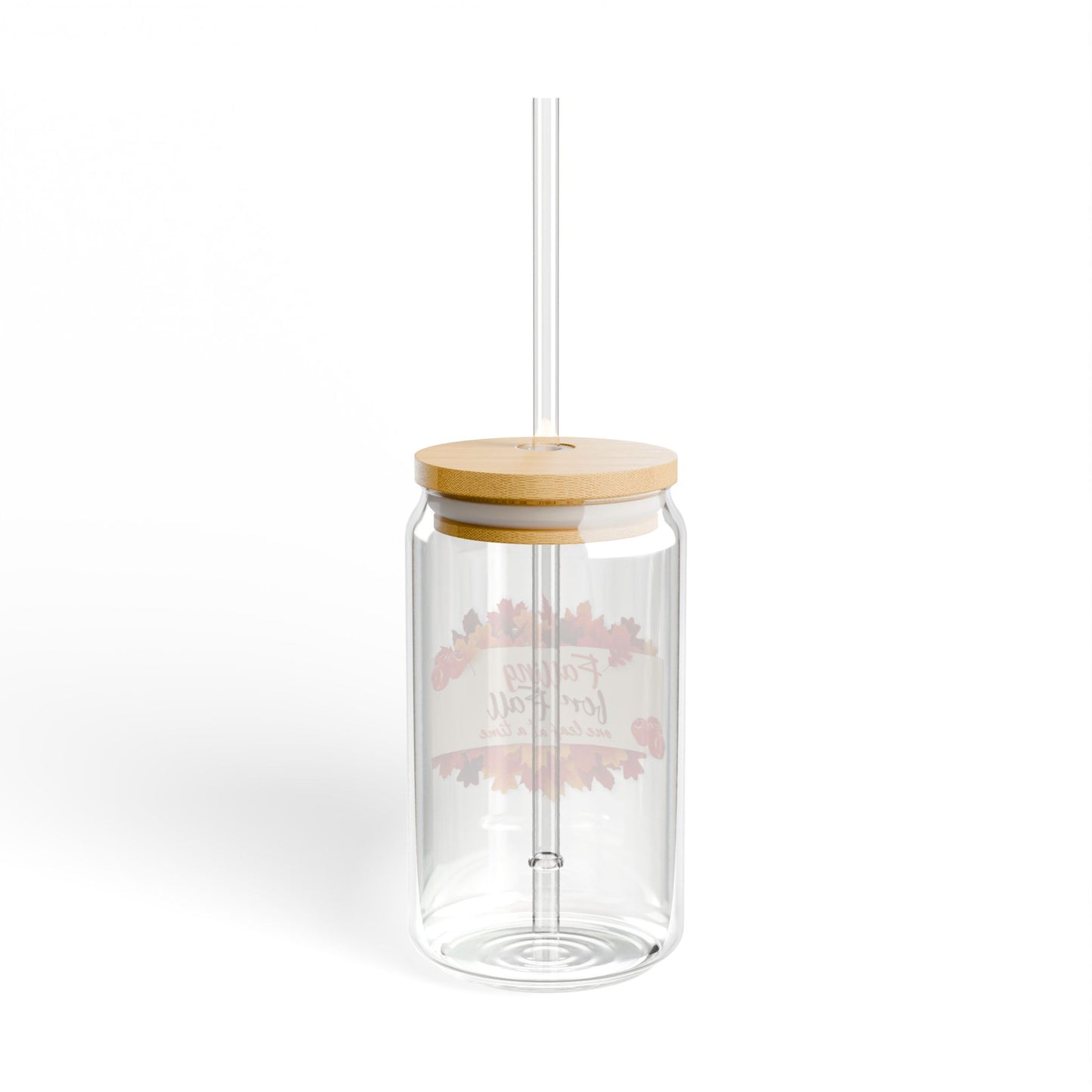 "Falling for Fall" 16oz Sipper Glass – Stylish Autumn Drinkware with Bamboo Lid & Straw – Perfect for Seasonal Sips & Thanksgiving Gatherings