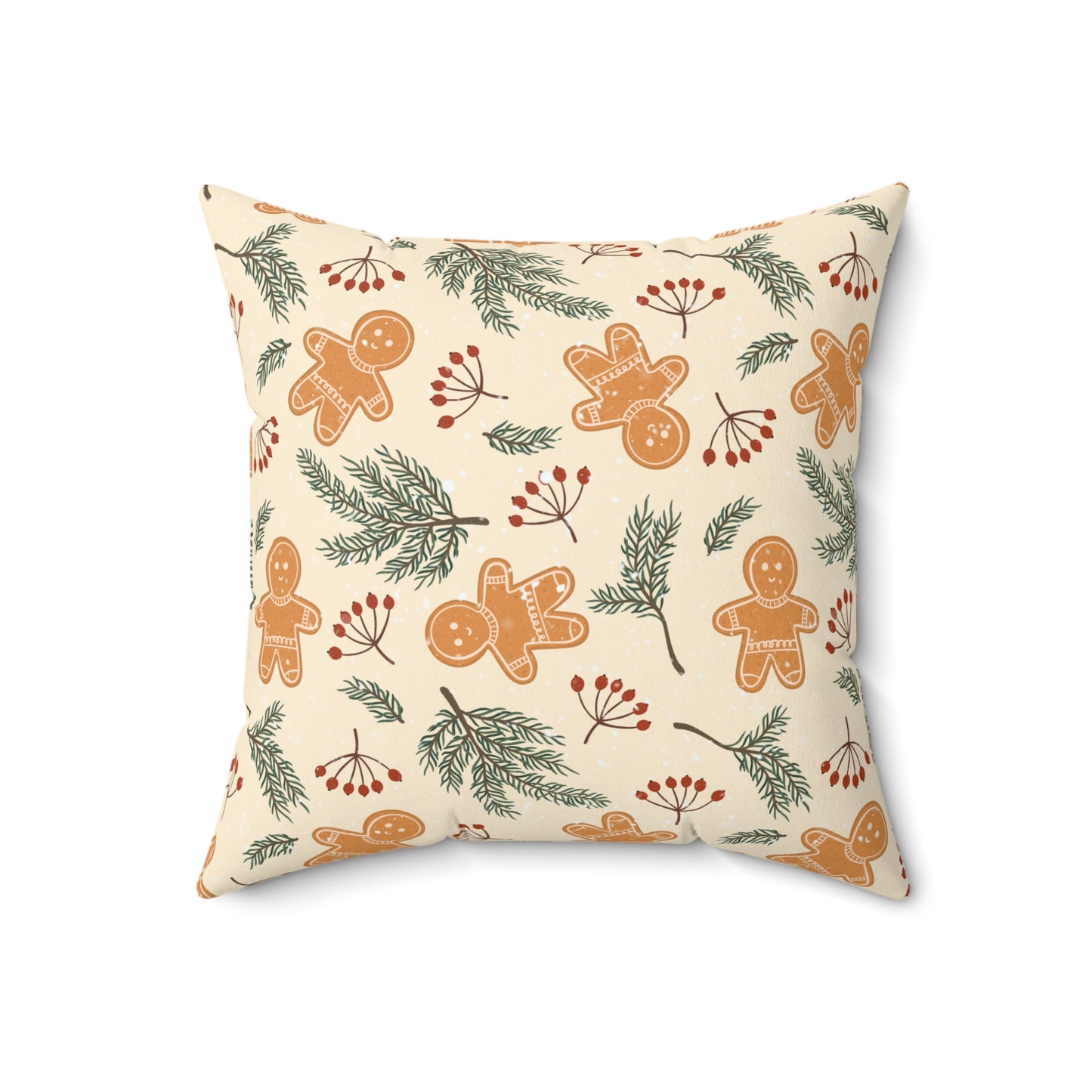 Holiday Gingerbread Throw Pillow - Christmas Accent Cushion - Cozy Festive Winter Decor