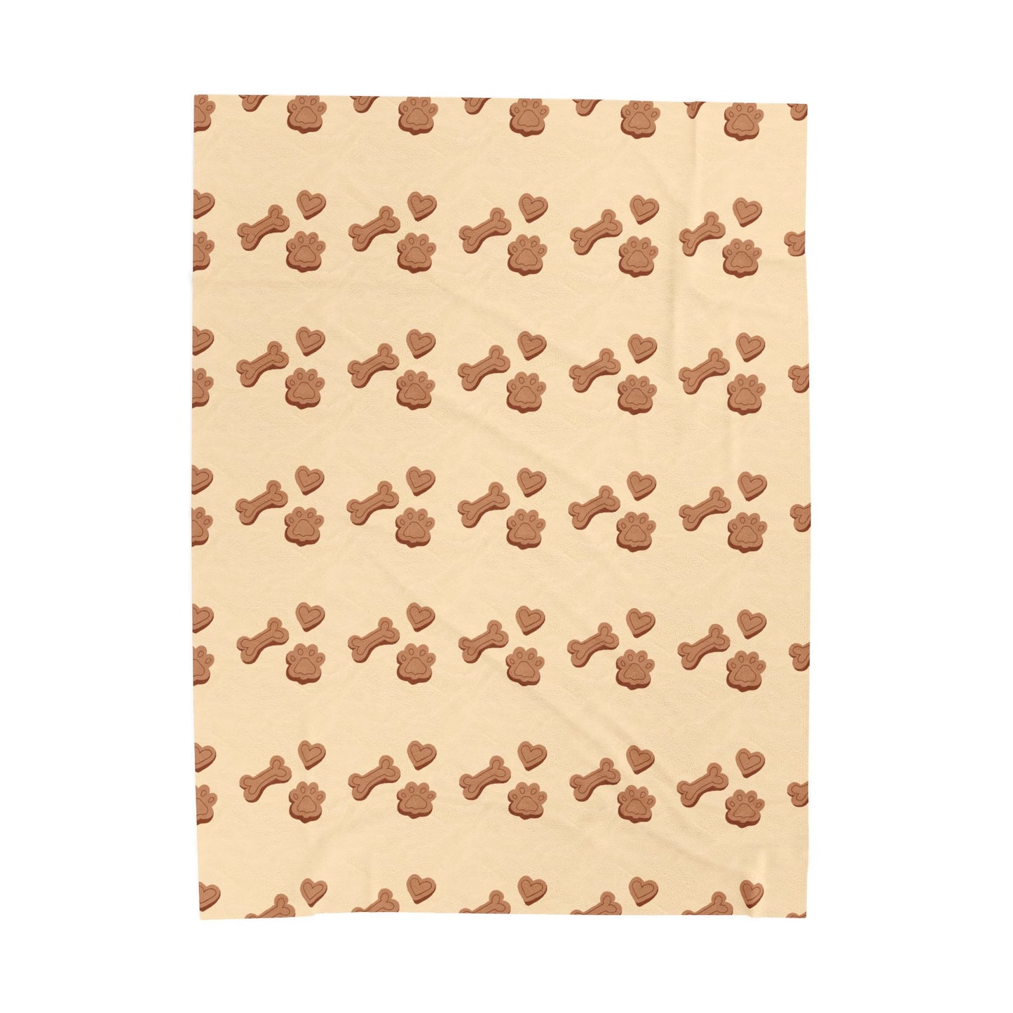 Dog Mom Cozy Blanket - Plush Beige Velveteen Throw with Paw & Bone Print (3 Sizes)