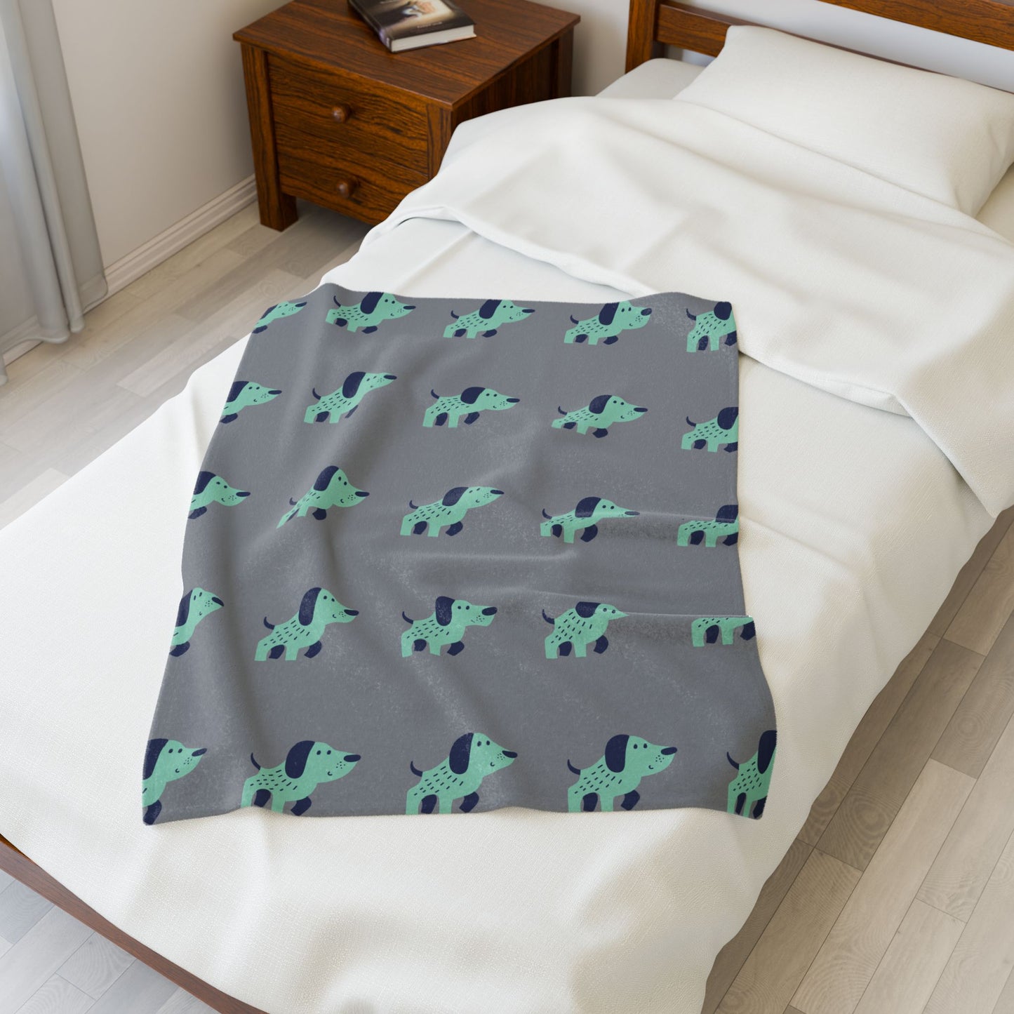 Dog Lover Throw Blanket – Cozy Plush Velveteen Blanket with Cute Puppy Pattern | 3 Sizes