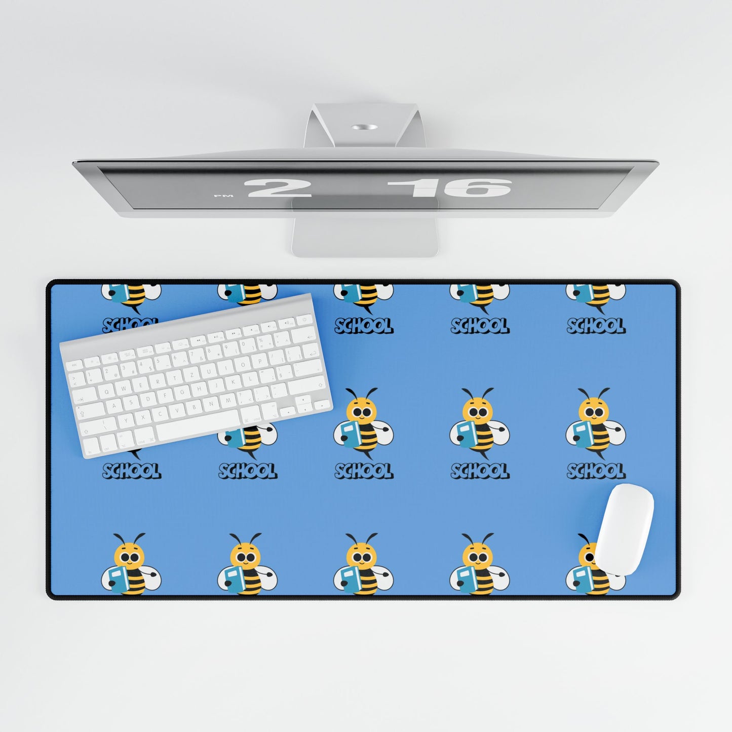Bee Smart Desk Mat – Back to School Blue Bee Design | Anti-Slip, Durable, Fun Workspace Accessory