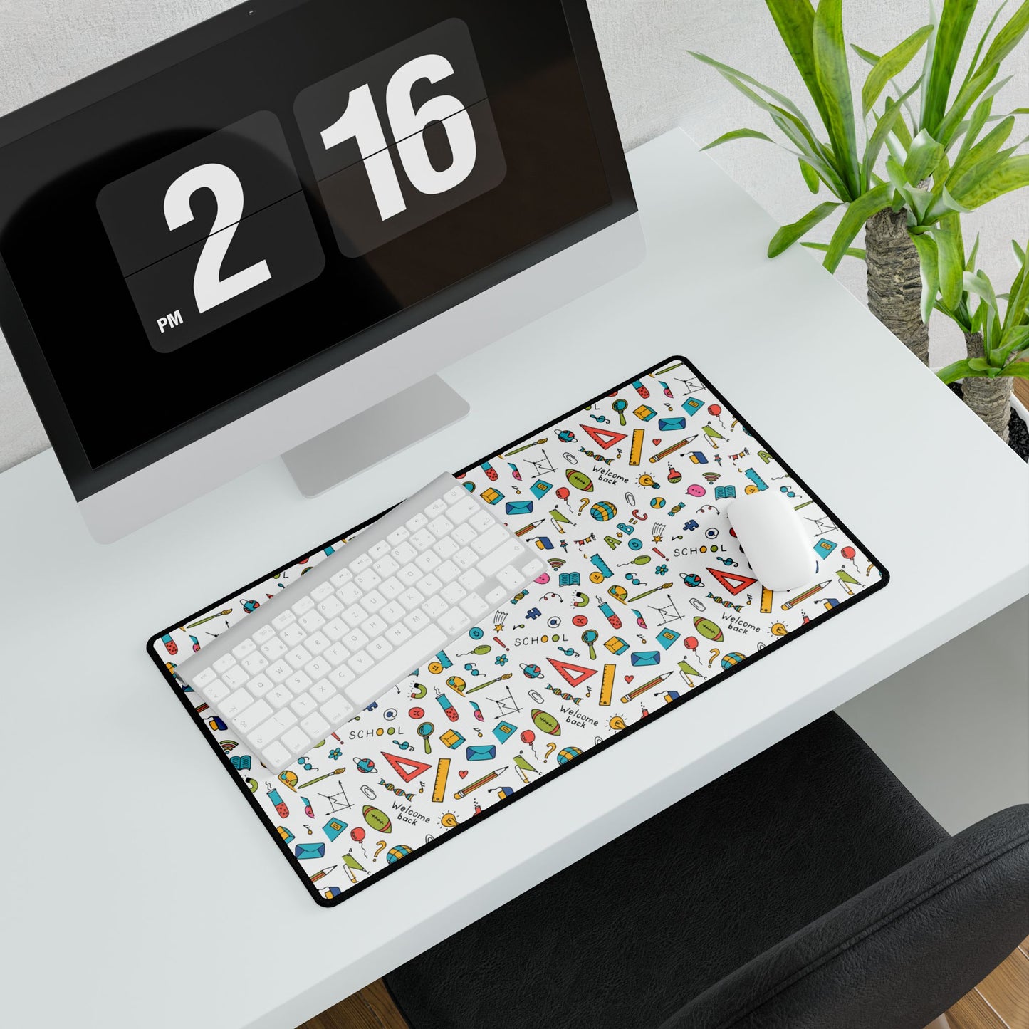 Back-to-School Desk Mat | Colorful School Supply Pattern | 3 Sizes | Non-Slip Mouse Pad for Students & Home Office