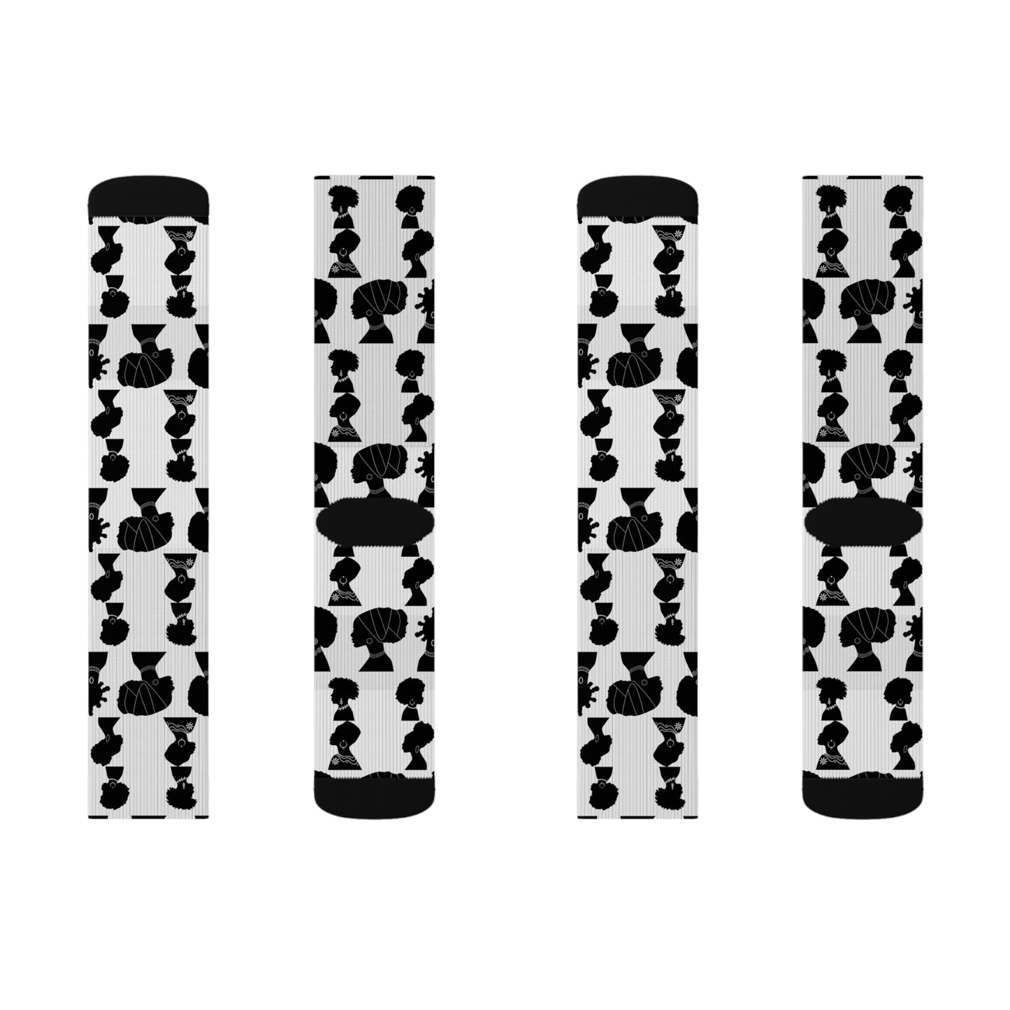 Black History Month Socks | Afro Silhouette Crew Socks | Unisex Fashion Socks | Cultural Gift for Black-Owned Business Supporters