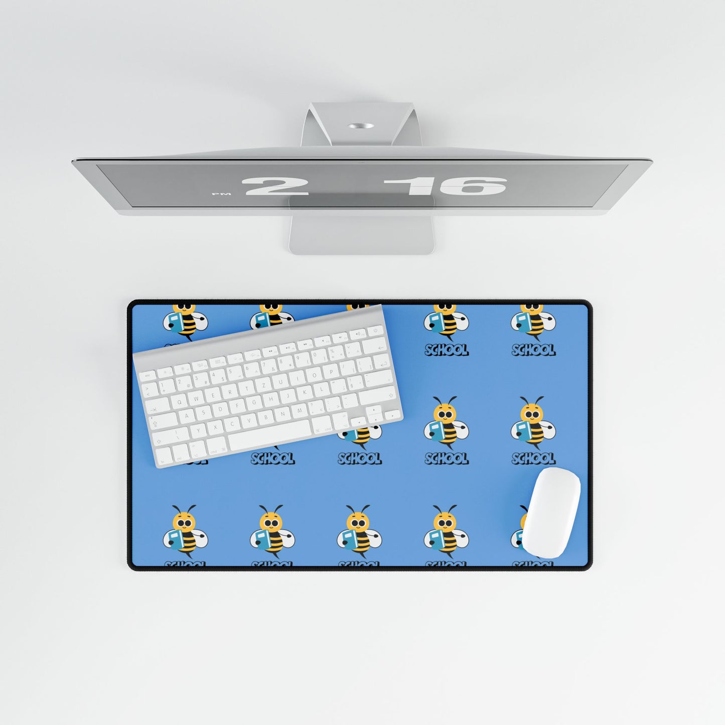 Bee Smart Desk Mat – Back to School Blue Bee Design | Anti-Slip, Durable, Fun Workspace Accessory