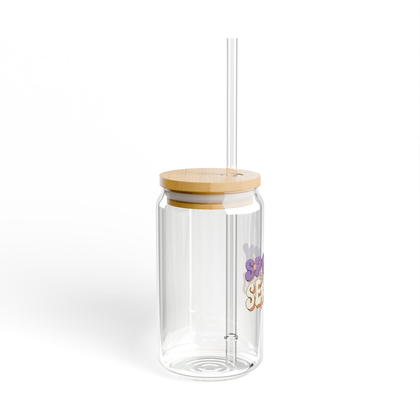 Halloween Spooky Season Sipper Glass | Stylish 16oz Drinkware with Bamboo Lid | Perfect for Your Favorite Beverages