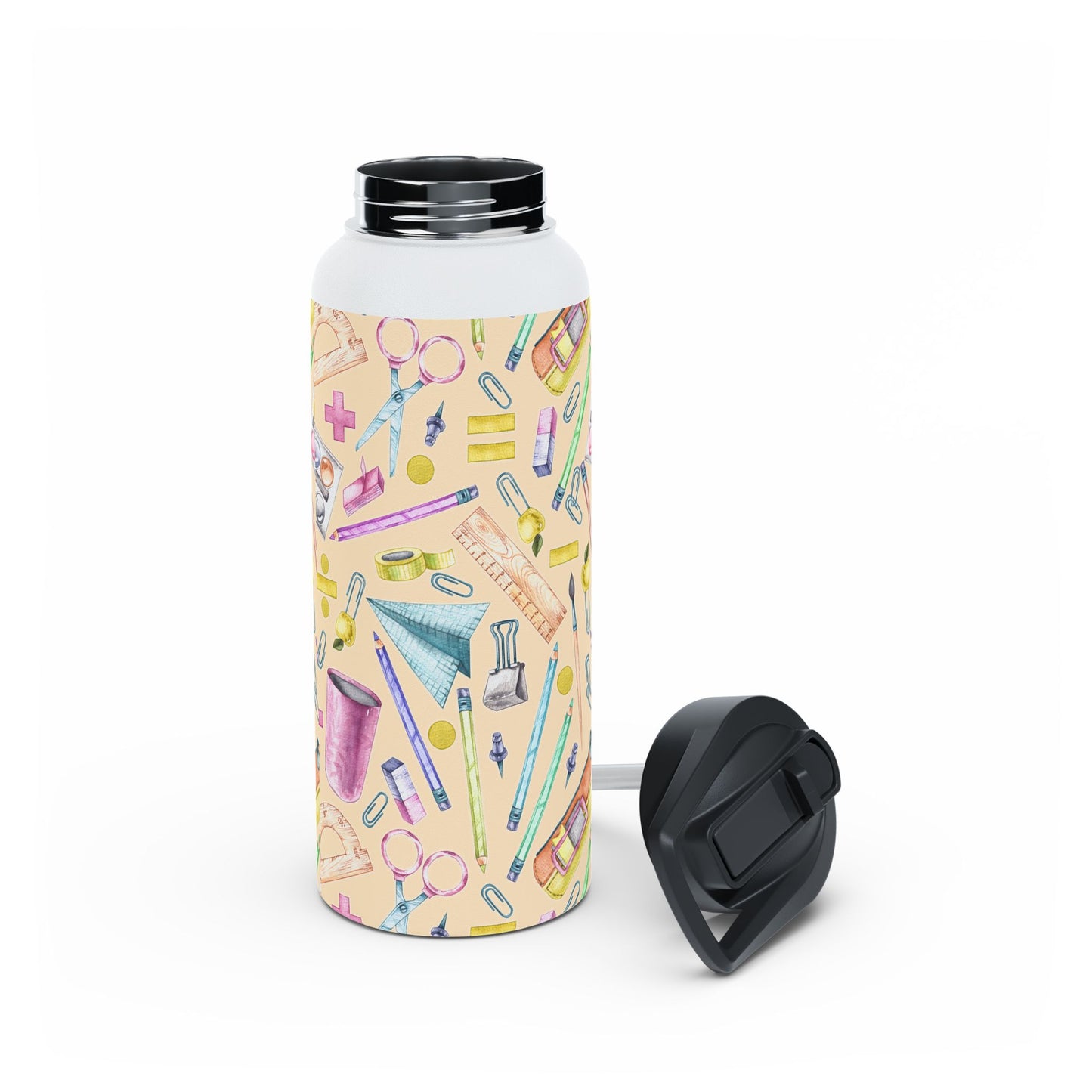 Back-to-School Stainless Steel Water Bottle – Cute School Supplies Design, BPA-Free, Leakproof, Hot & Cold