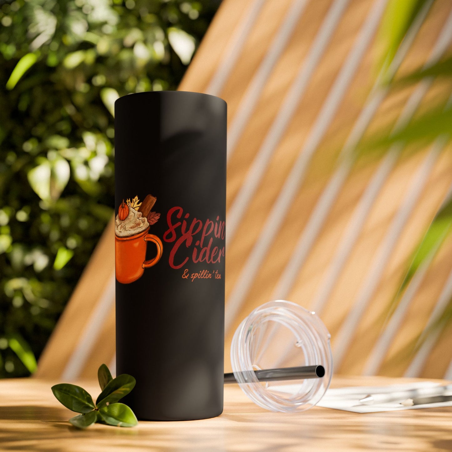 Sippin’ Cider & Spill'in Tea Insulated Tumbler - Perfect for Fall Drinks, Hot & Cold Beverage Companion - 20oz BPA-Free Stainless Steel Travel Mug
