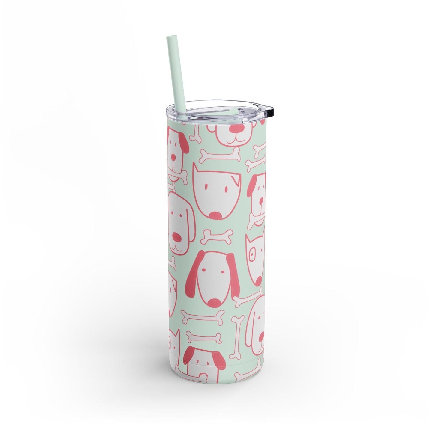 Dog Mom 20oz Skinny Tumbler – Pink Dog Print, Double-Wall Stainless Steel