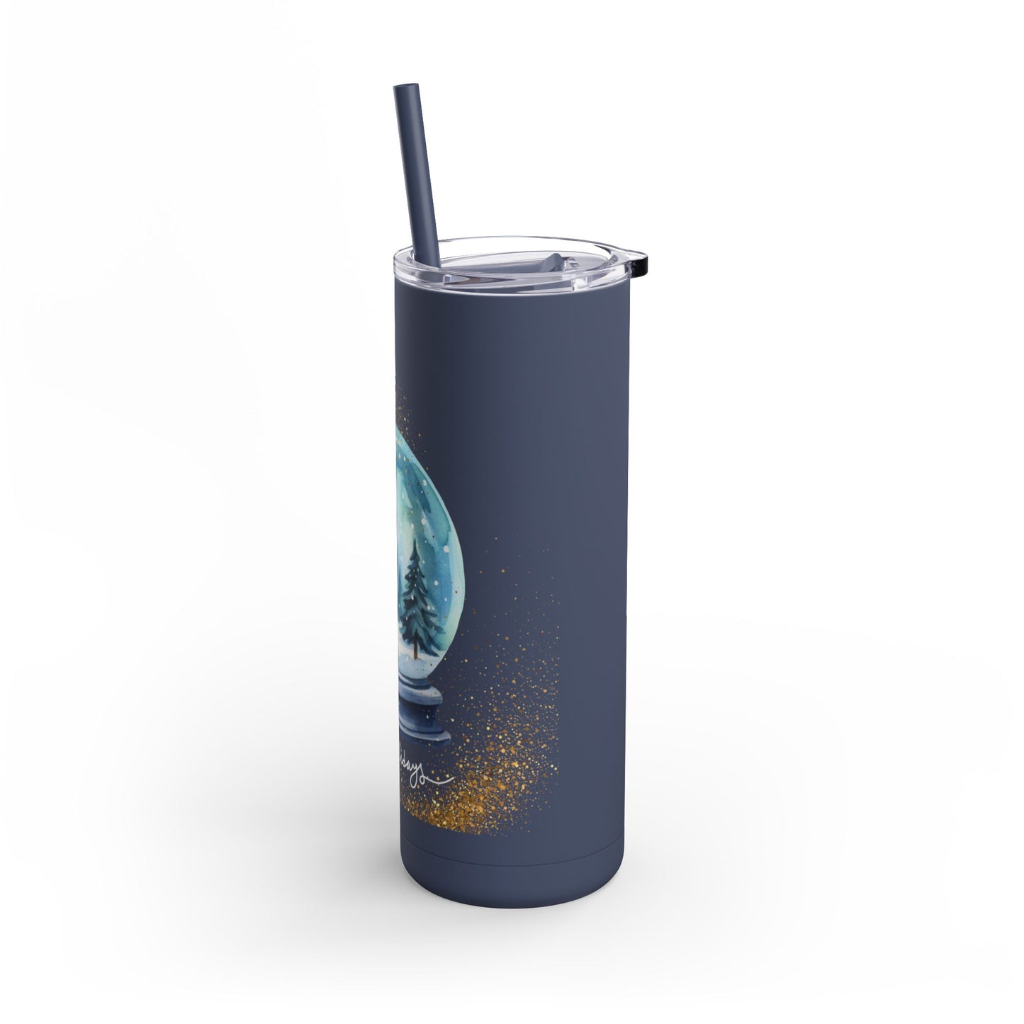 Holiday Snow Globe Tumbler 20oz | Festive Glitter Drinkware