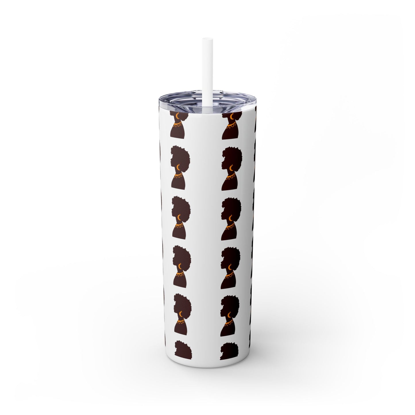 Afrocentric 20oz Skinny Tumbler | Stainless Steel Insulated Tumbler with Straw | Keeps Drinks Hot 12h & Cold 24h