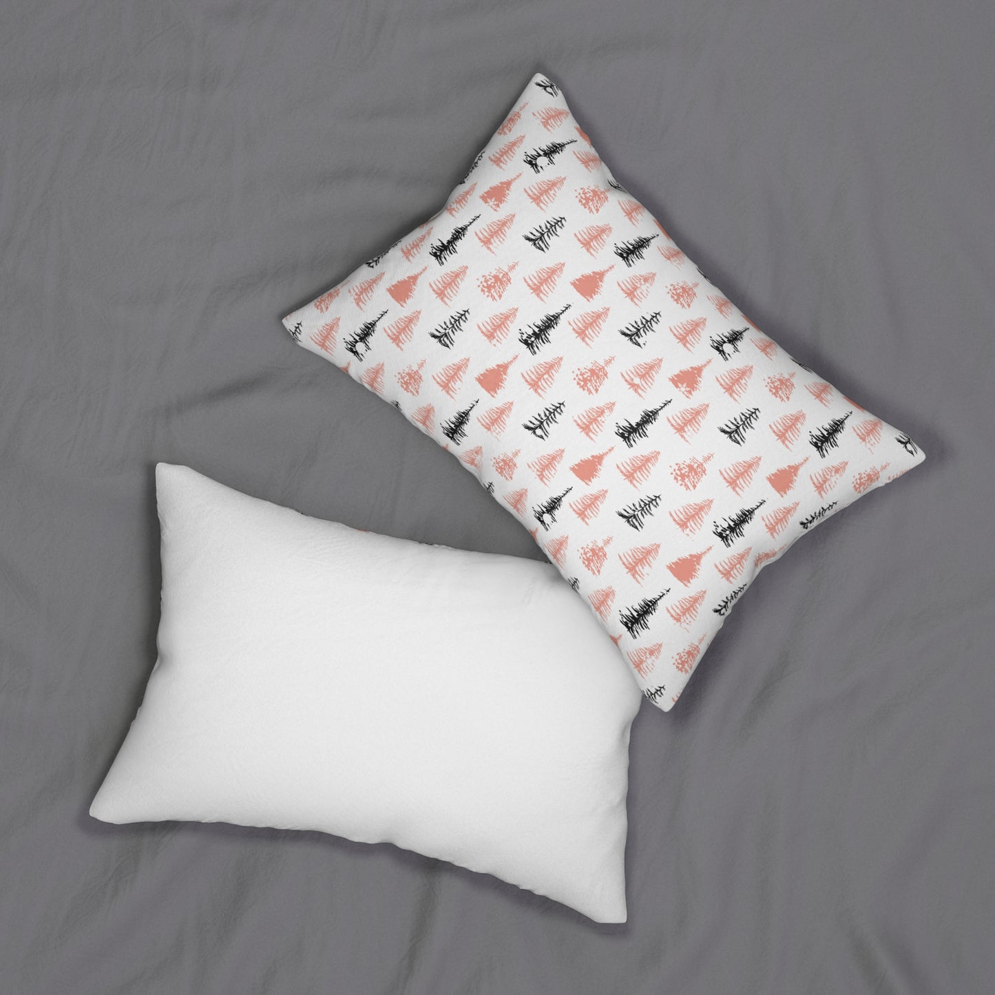 Minimalist Christmas Tree Lumbar Pillow - Modern Holiday Decor - Rectangular Winter Cushion