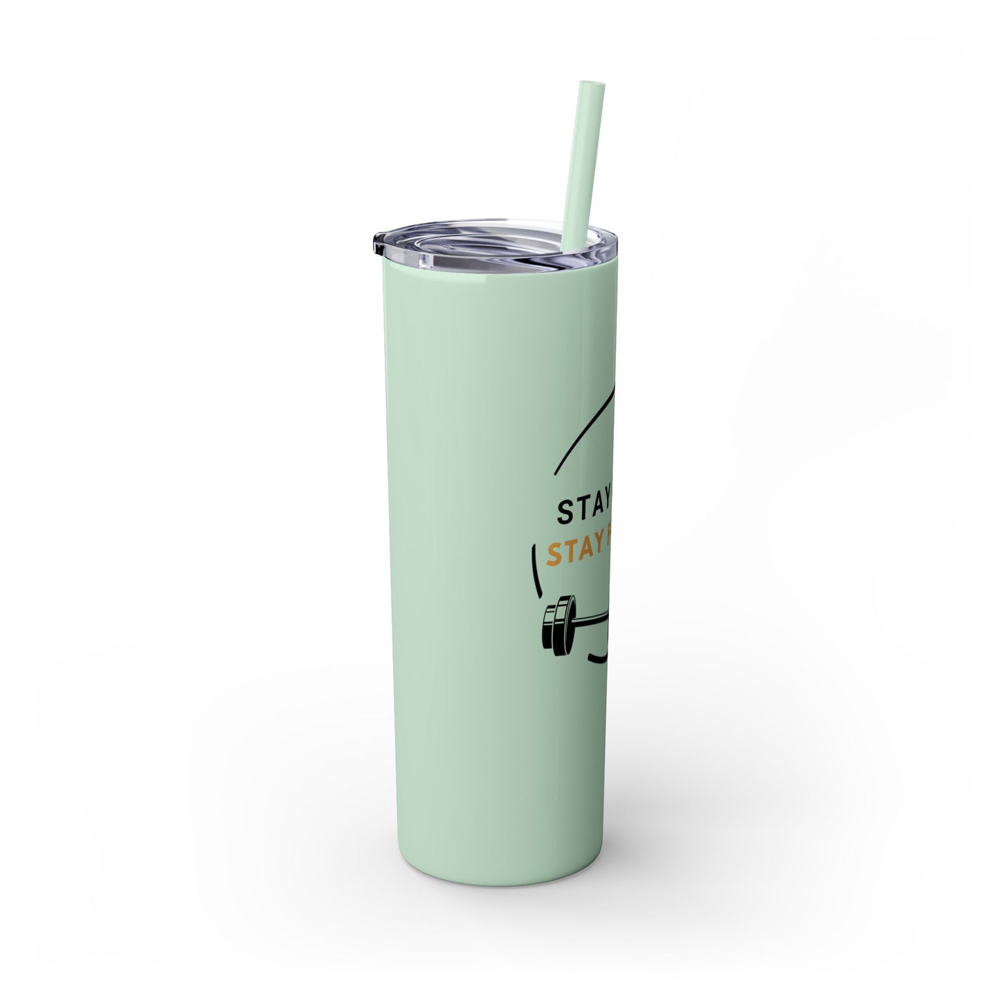 Stay Fresh Stay Focused 20oz Skinny Tumbler | Insulated Travel Mug | Motivational Fitness Tumbler | Hot & Cold Drink Tumbler with Straw | BPA-Free