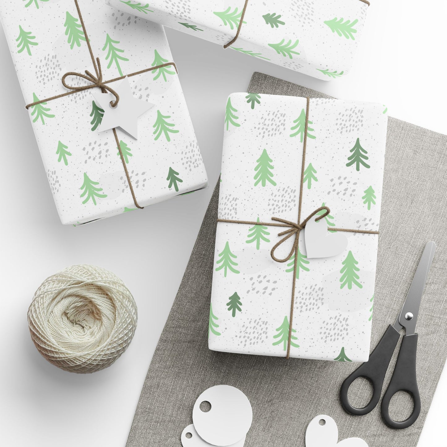 Minimalist Evergreen Wrapping Paper : Modern Holiday Gift Wrap with Simple Green Tree Design, Perfect for Christmas Gifts