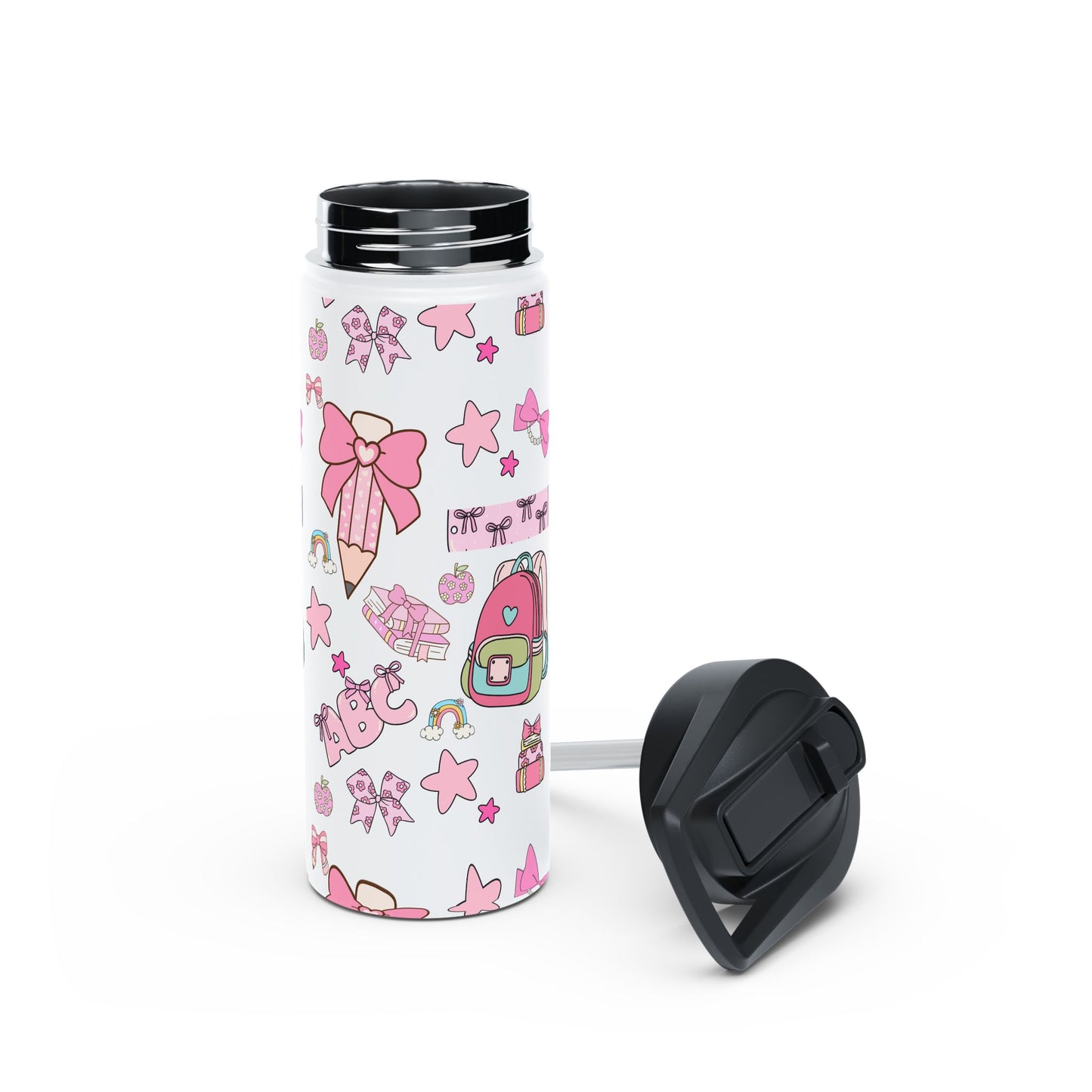 Kawaii Back-to-School Stainless Steel Water Bottle – Keeps Drinks Hot 12hrs, Cold 24hrs