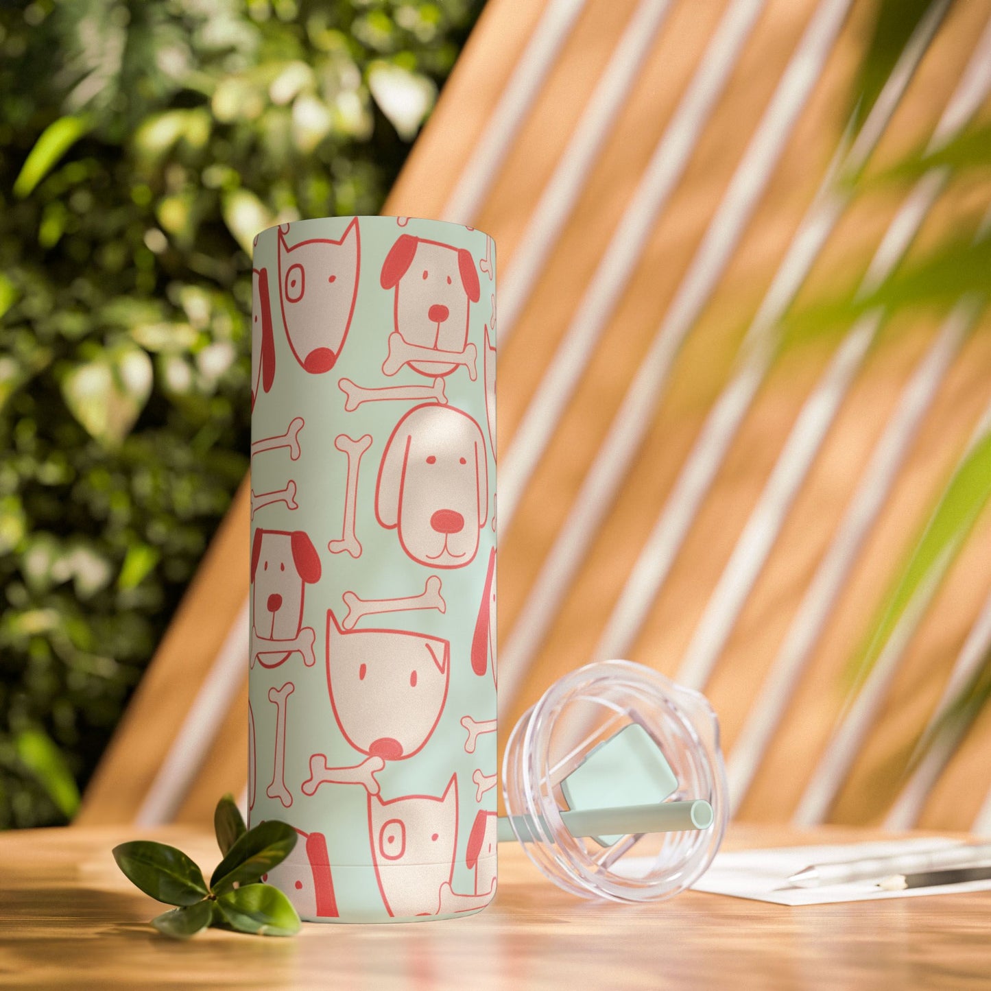 Dog Mom 20oz Skinny Tumbler – Pink Dog Print, Double-Wall Stainless Steel