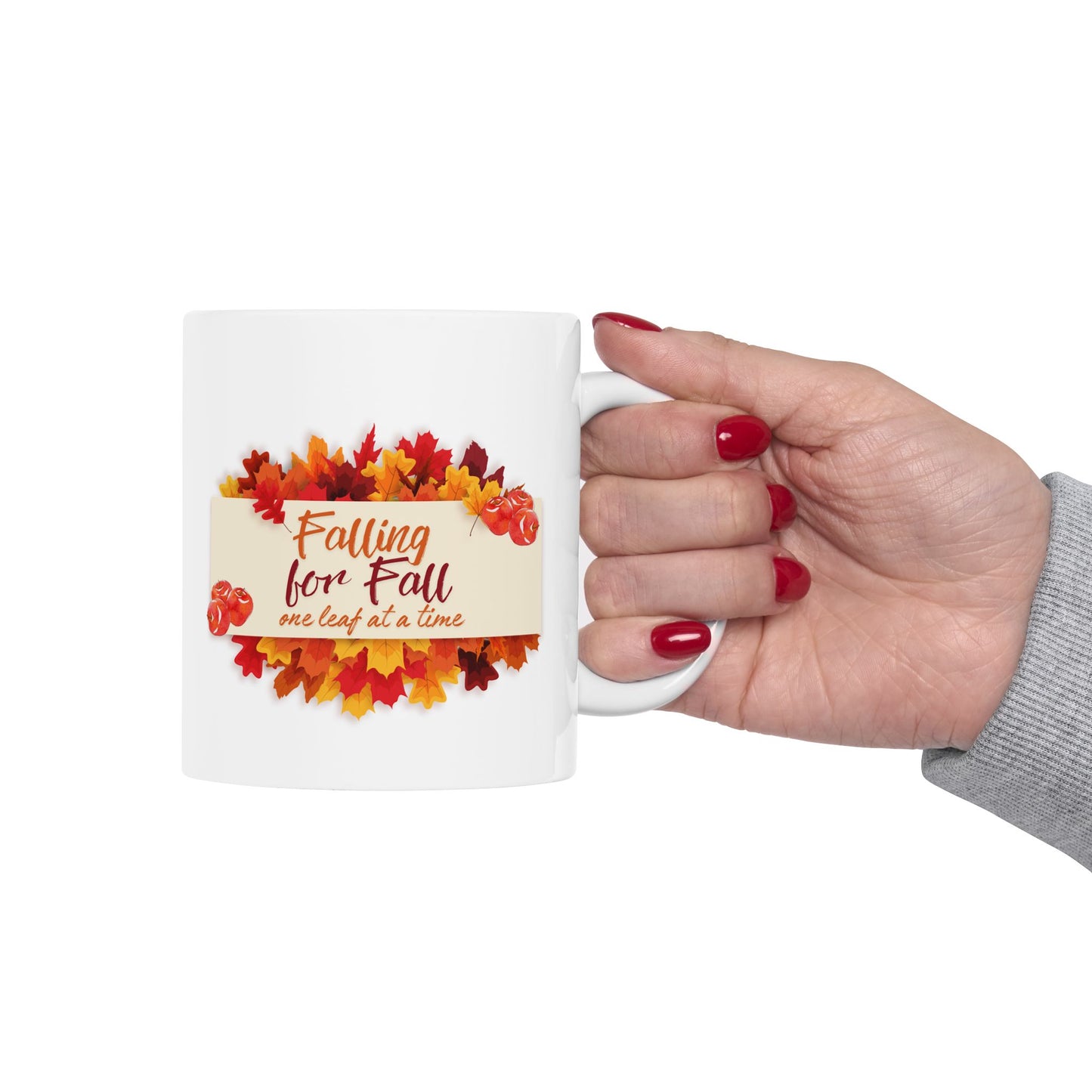 Falling for Fall Coffee Mug - 11oz Ceramic Mug with Leaf Design - Perfect for Autumn Beverages & Thanksgiving Gifts