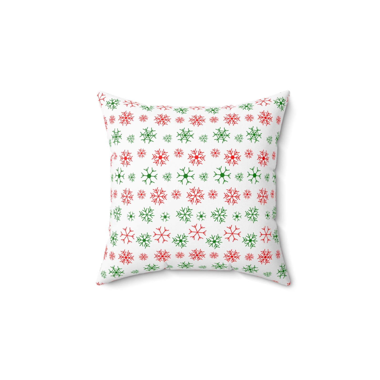 Red and Green Snowflake Throw Pillow - Festive Christmas Home Decor - Holiday Accent Cushion