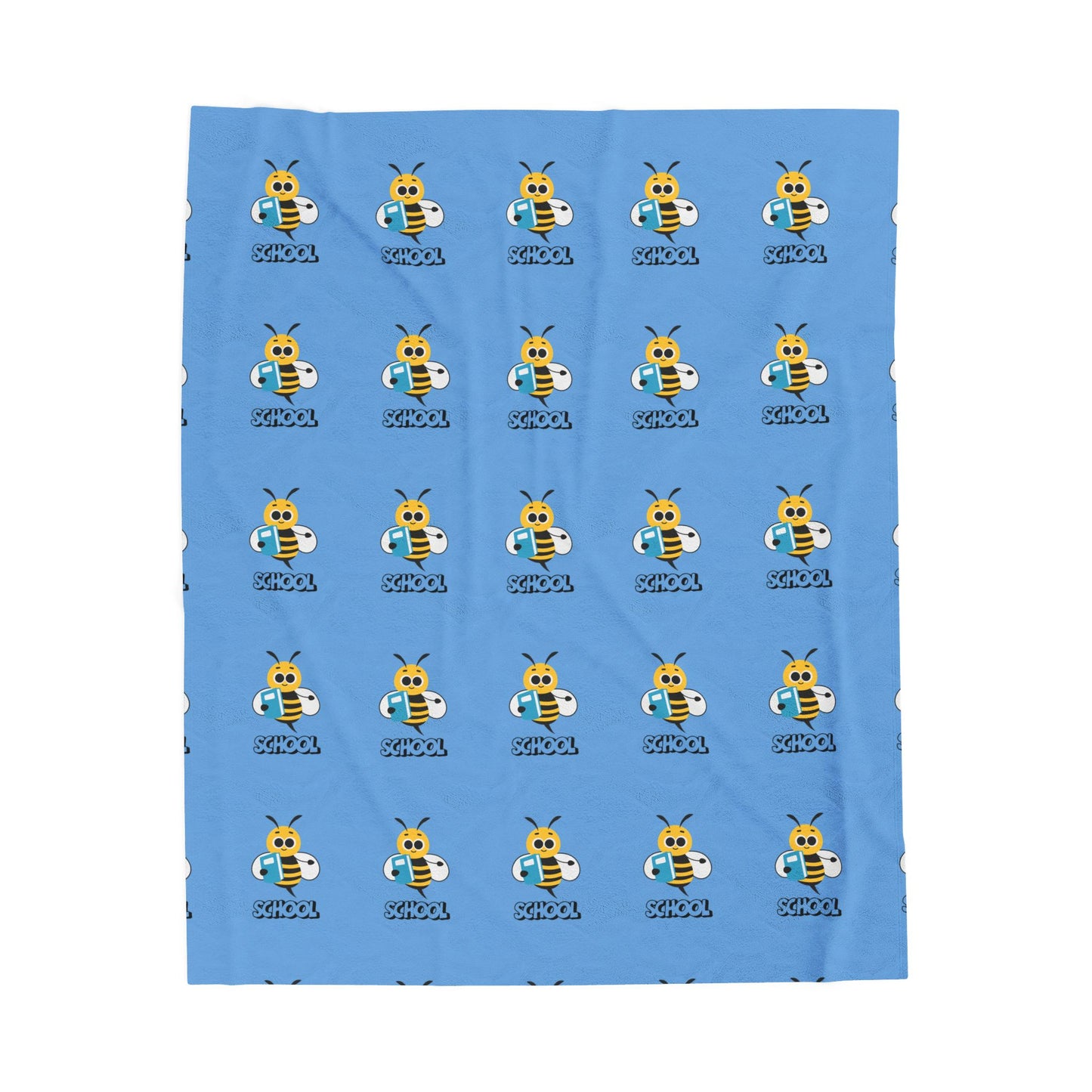 Back-to-School Bee Velveteen Blanket – Cozy Kids' Throw for Dorms, Bedrooms & Study Nooks