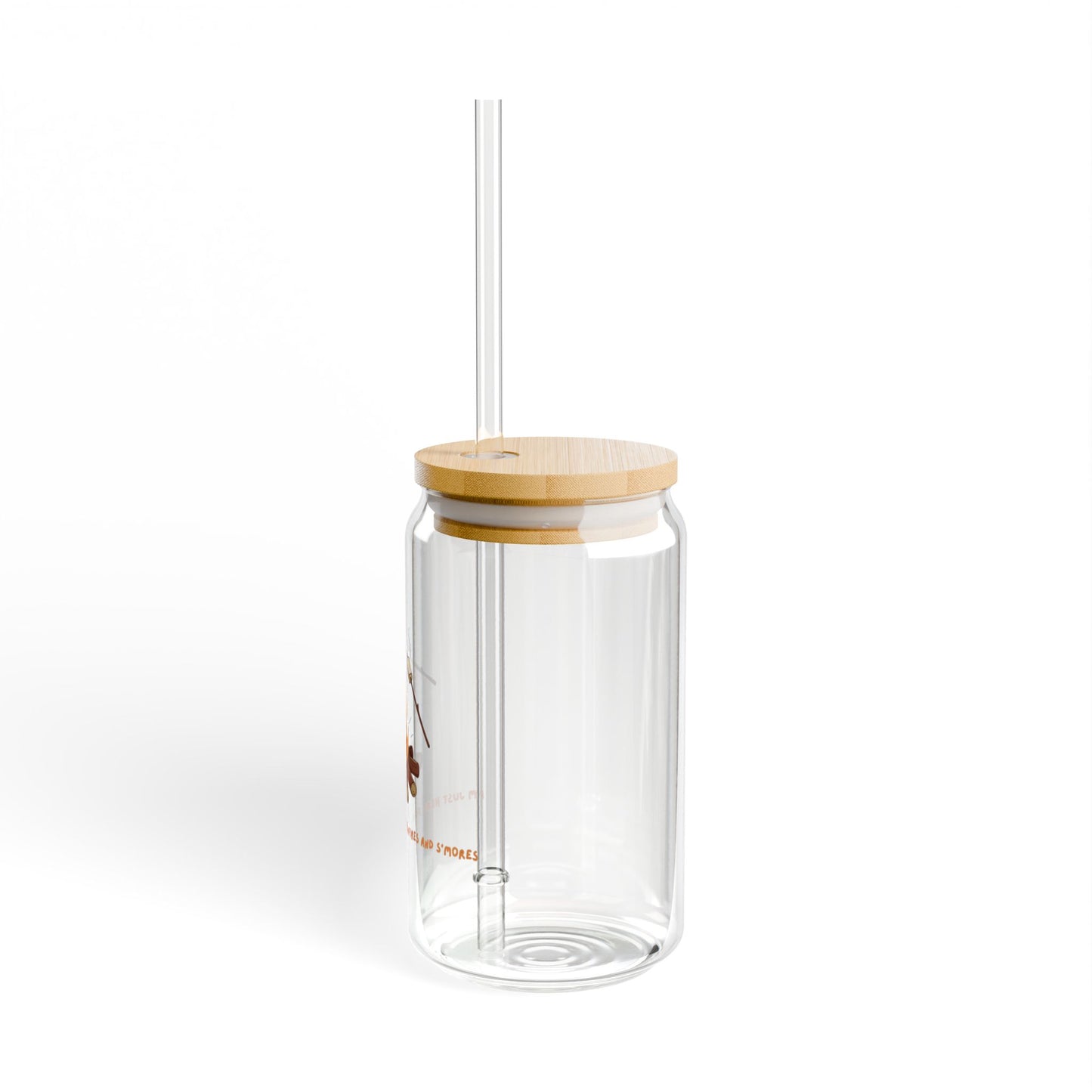 Fall Sipper Glass: ‘I'm Just Here for the Bonfires & S'mores’ – 16oz BPA-Free Tumbler with Bamboo Lid & Straw – Perfect for Autumn Gatherings & Thanksgiving Celebrations!