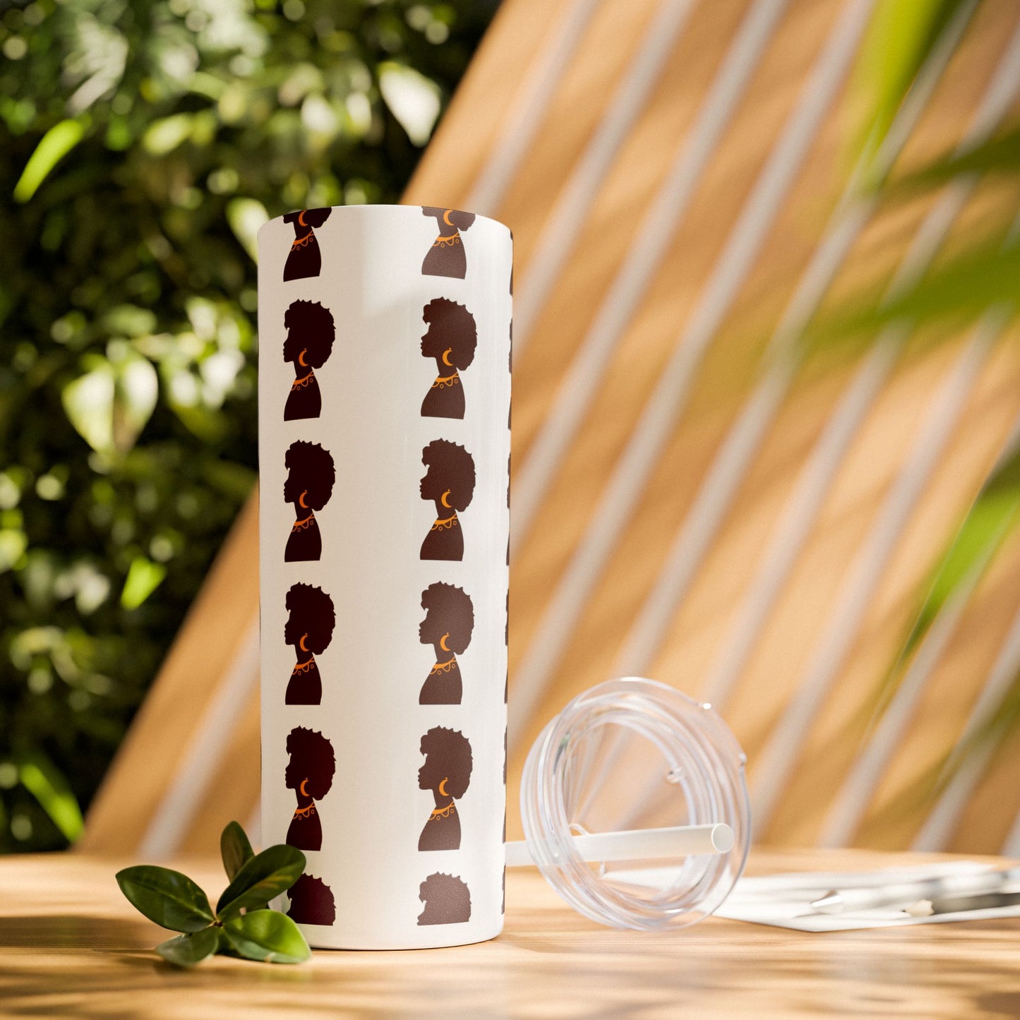 Afrocentric 20oz Skinny Tumbler | Stainless Steel Insulated Tumbler with Straw | Keeps Drinks Hot 12h & Cold 24h