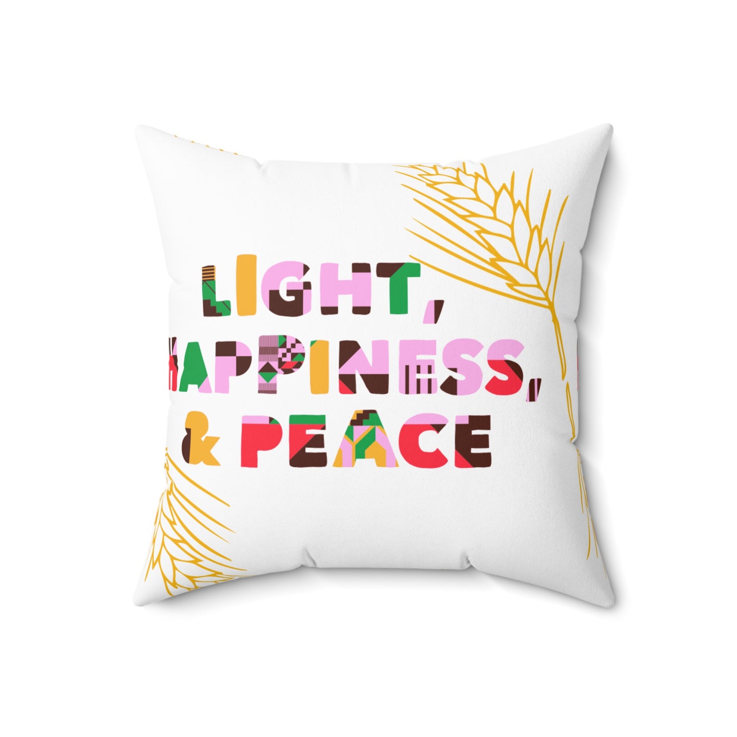 Kwanzaa Throw Pillow | Light, Happiness & Peace | Afrocentric Holiday Decor | Inspirational Accent Cushion | Festive Gift for Home or Her