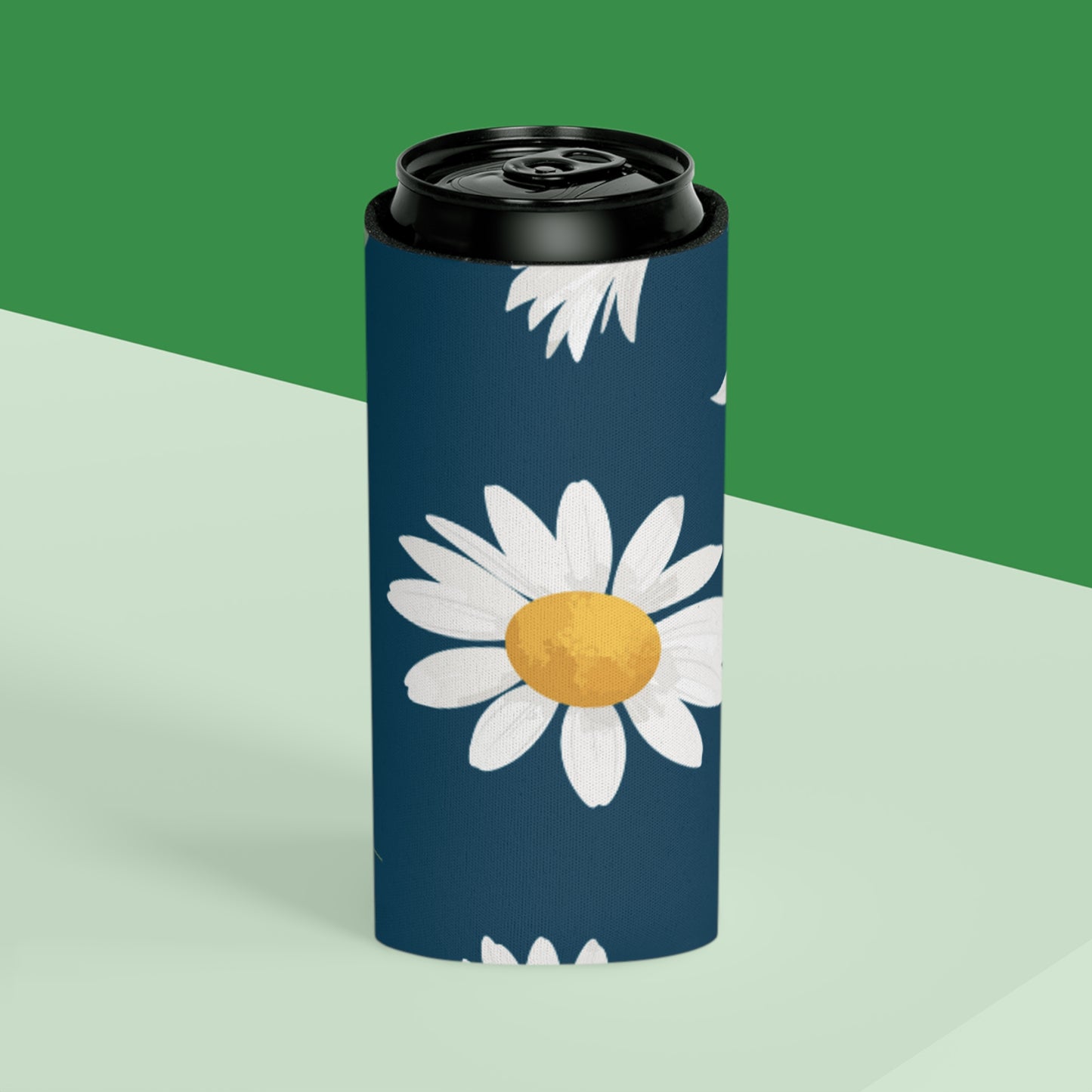 Summer Daisy Navy Koozie: Keep Your Beverages Fresh and Your Style Cool