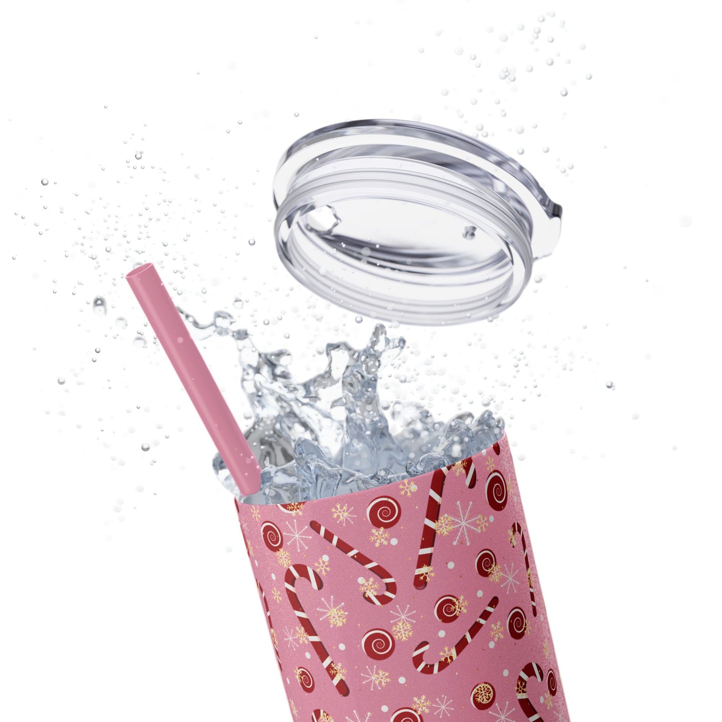 Personalized Candy Cane Skinny Tumbler 20oz | Festive Holiday Drinkware
