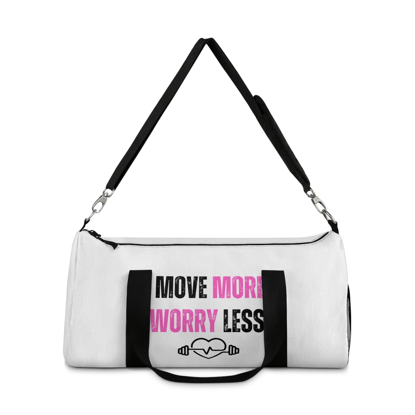 Move More Worry Less Duffel Bag - Custom Gym Bag | Lightweight & Durable Travel Duffel | Motivational Fitness Bag for Workouts & Adventures