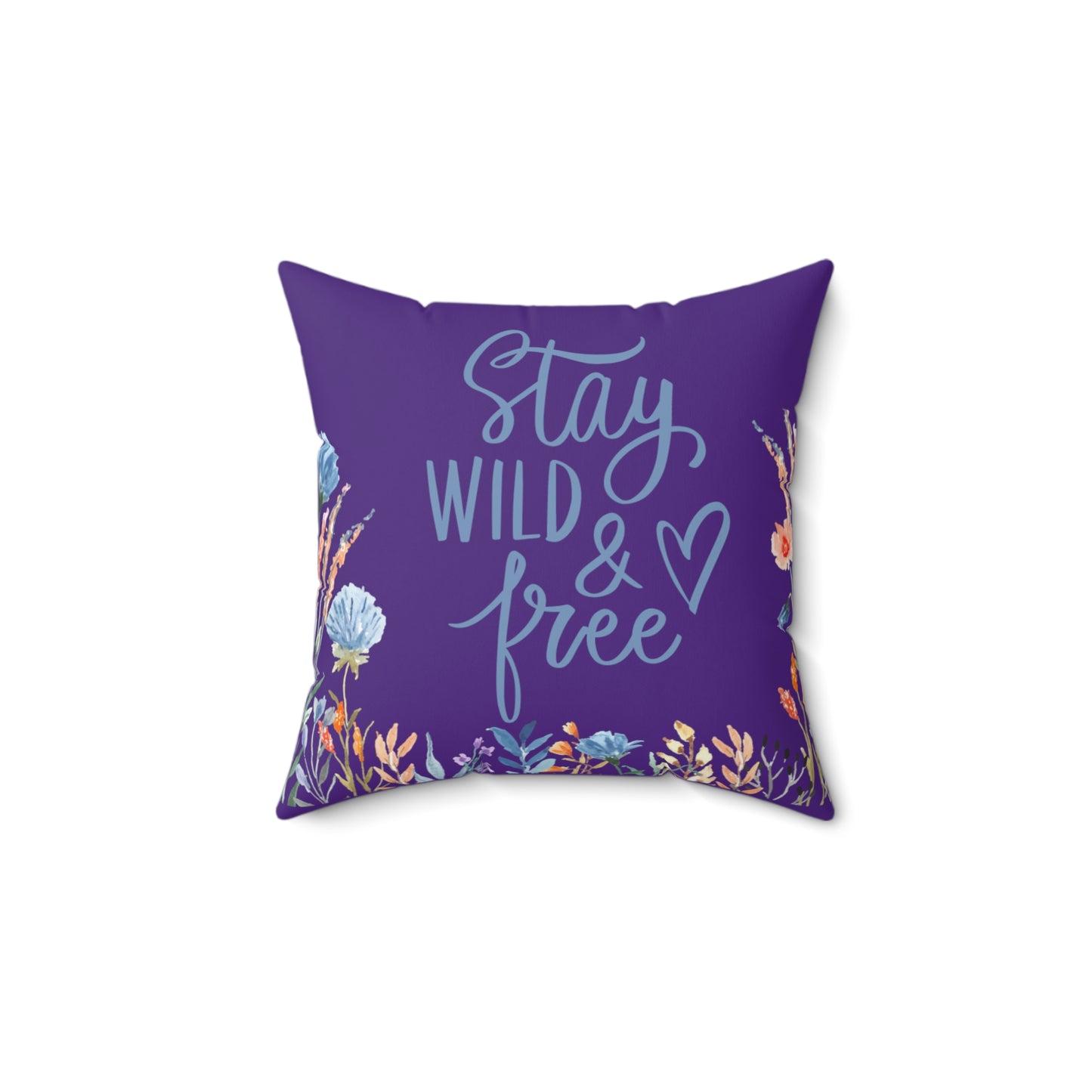 Chic Purple Throw Pillow - 'Stay Wild & Free' Country Wildflowers - Shop Now!