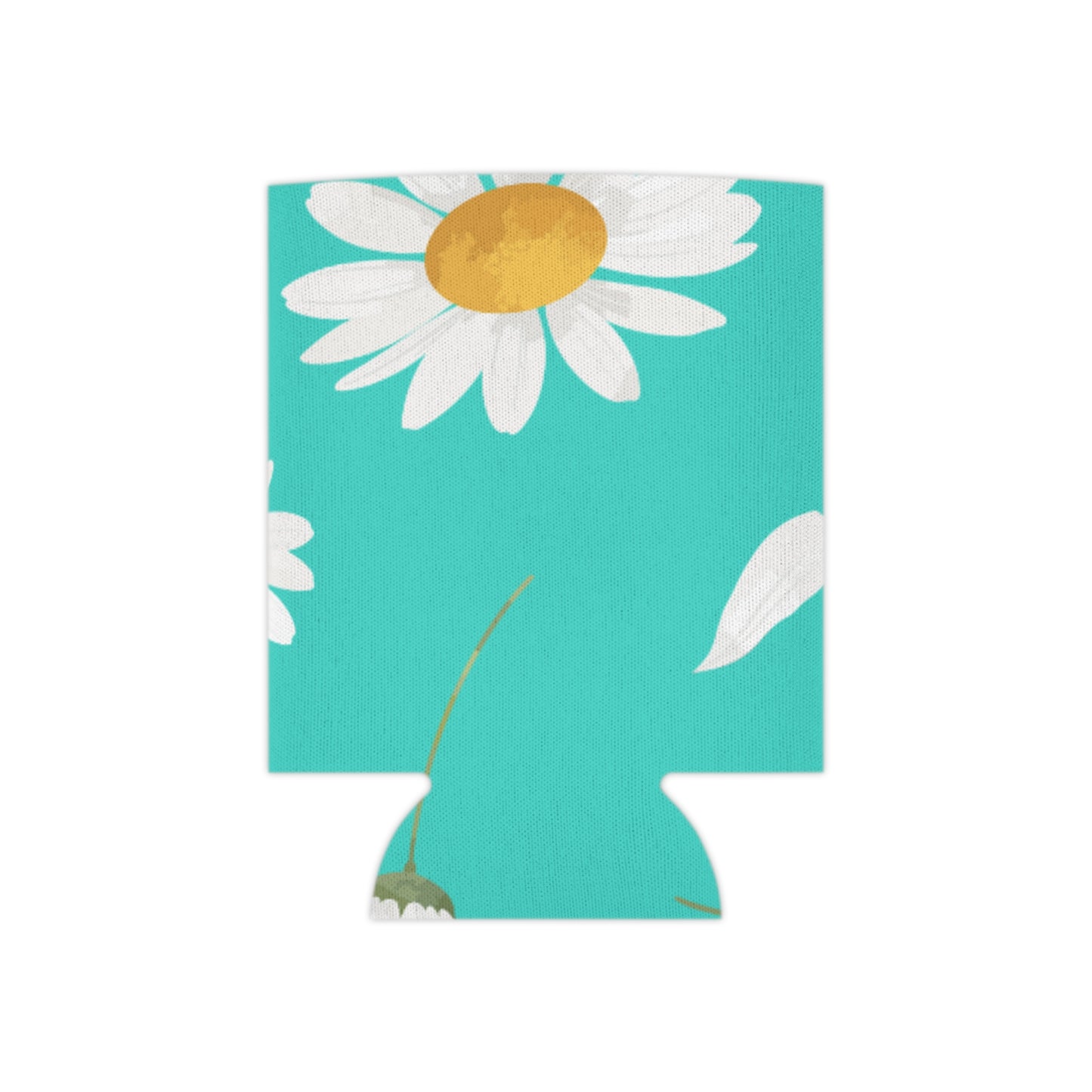 Summer Vibes Koozie: Bright Teal with White Daisy Pattern - Keep Your Drinks Cool in Style!