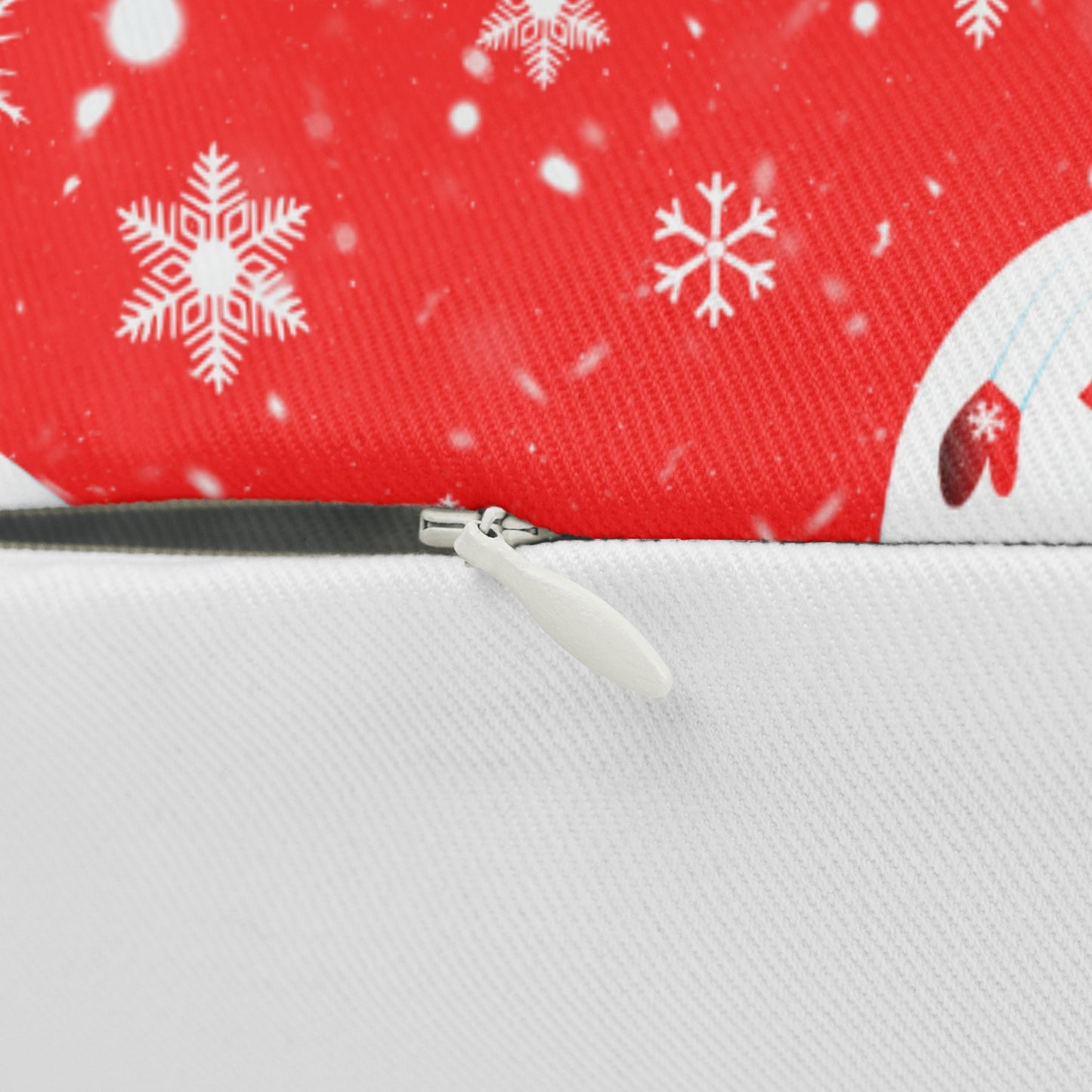Festive Snowman Lumbar Pillow - Red Christmas Decor - Holiday Rectangular Cushion
