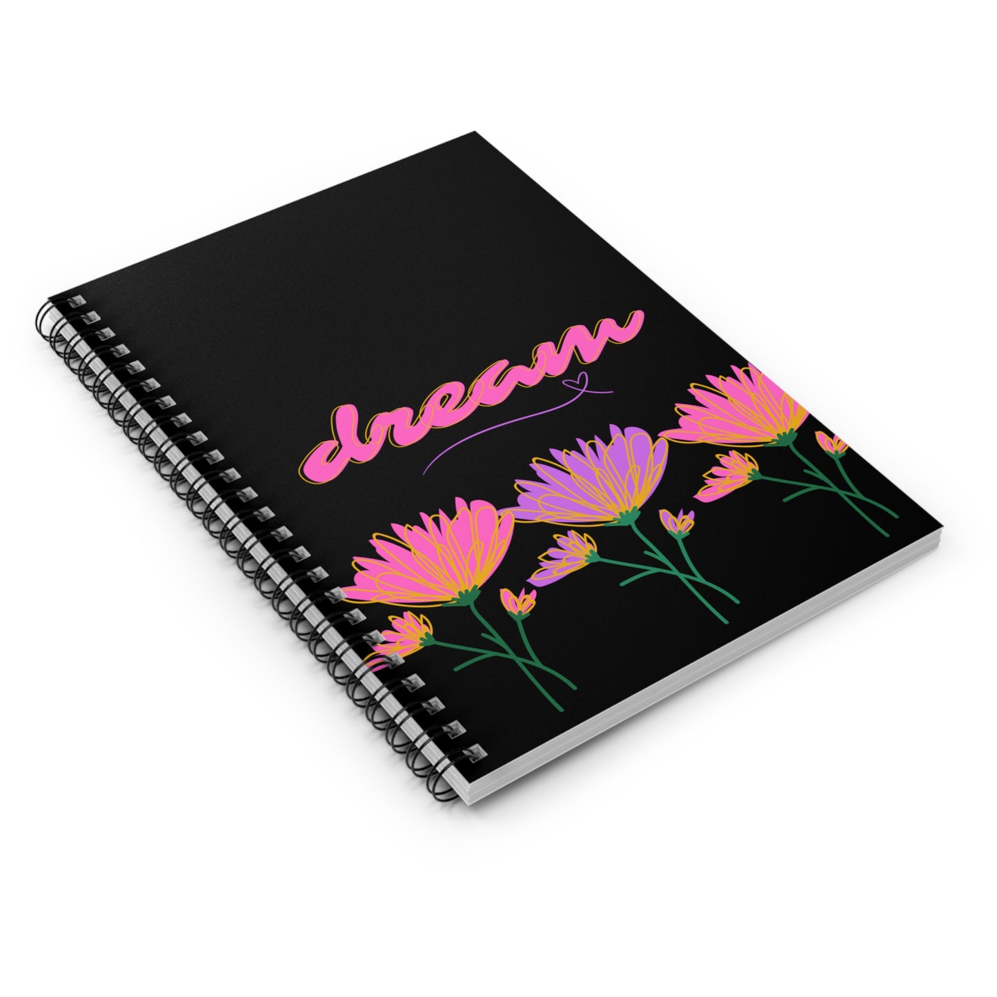 Dreamscape Career Companion - Journal Black Floral 6"x8" Spiral Notebook