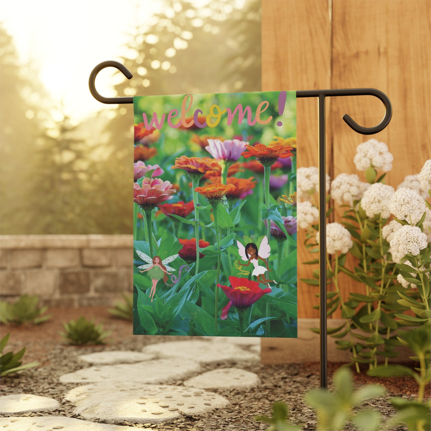 Vibrant Fairy Garden House Banner | Personalized Outdoor Decor | Whimsical Yard