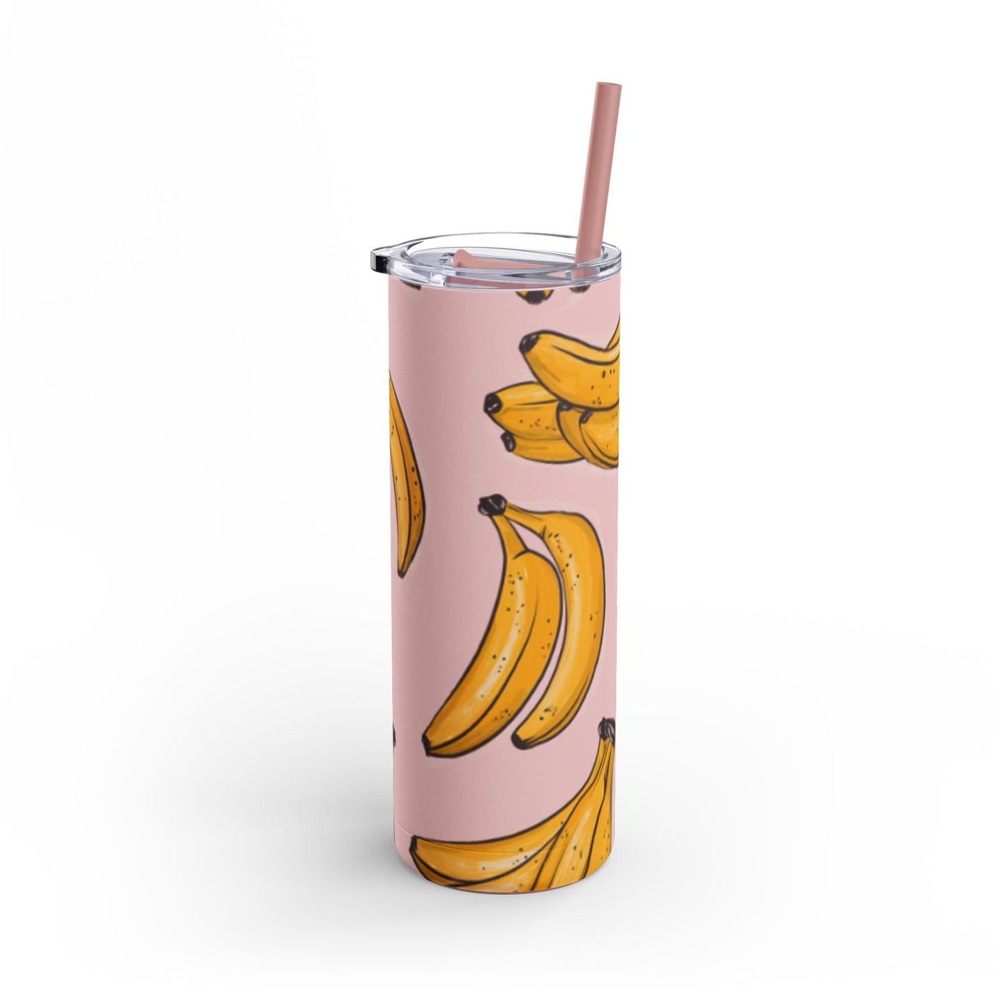 "Go Bananas" Dusty Pink Banana Tumbler with Pink Straw - 20oz Insulated Stainless Steel, Keeps Cold/Hot 24/12 Hours, BPA-Free