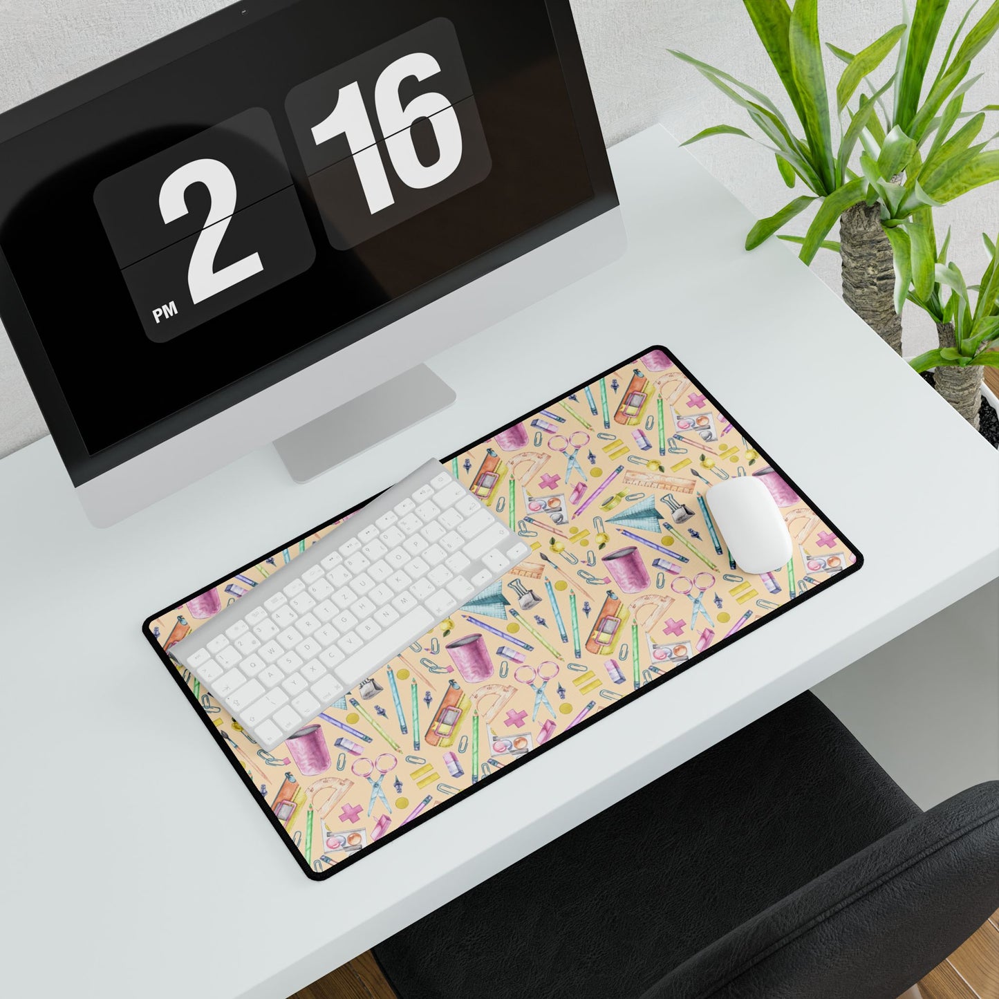 Back-to-School Desk Mat – Vibrant School Supplies Print, Non-Slip Base in 3 Sizes