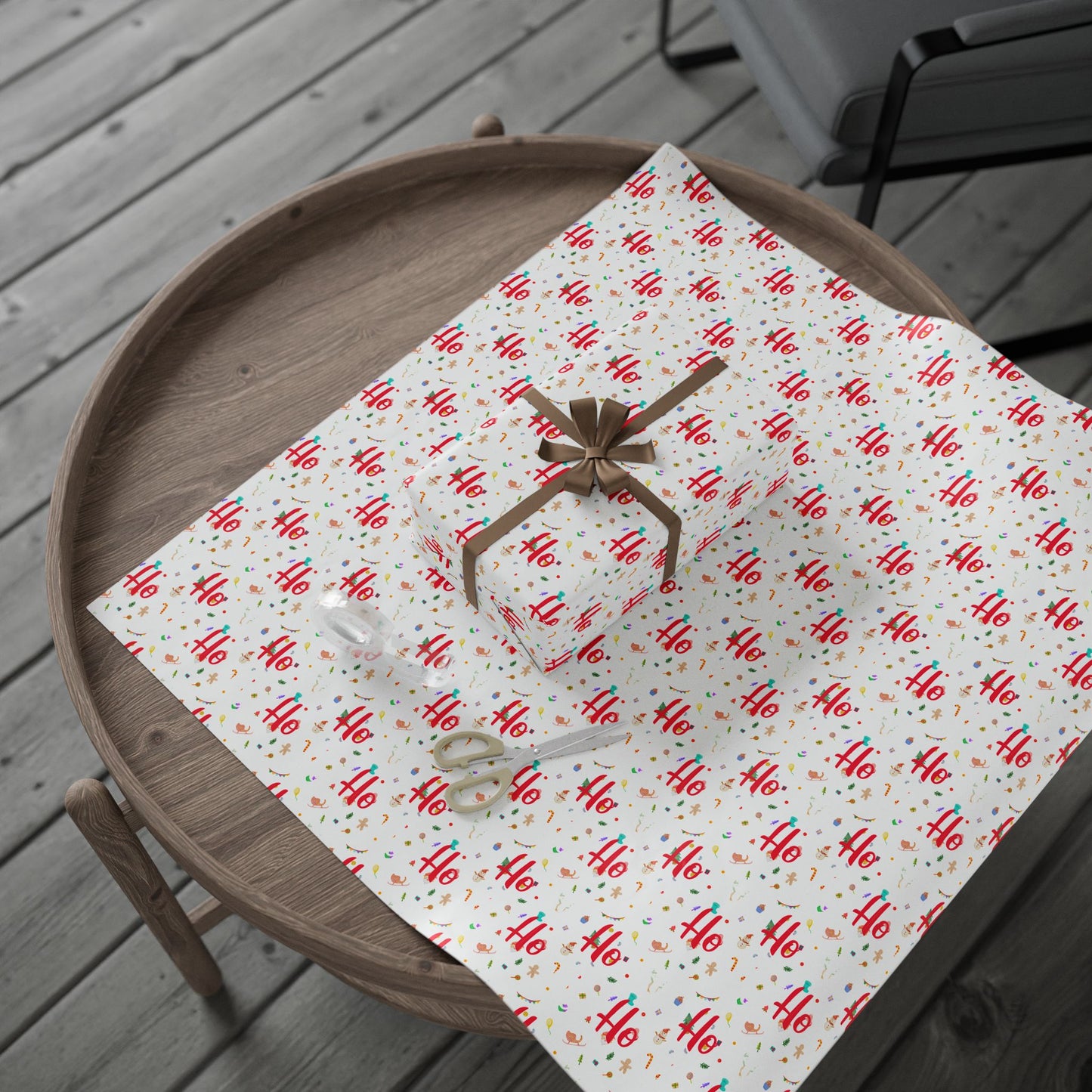 Ho Ho Ho Christmas Wrapping Paper : Festive Gift Wrap with Cute Holiday Icons, Perfect for Christmas Gifts & DIY Crafting