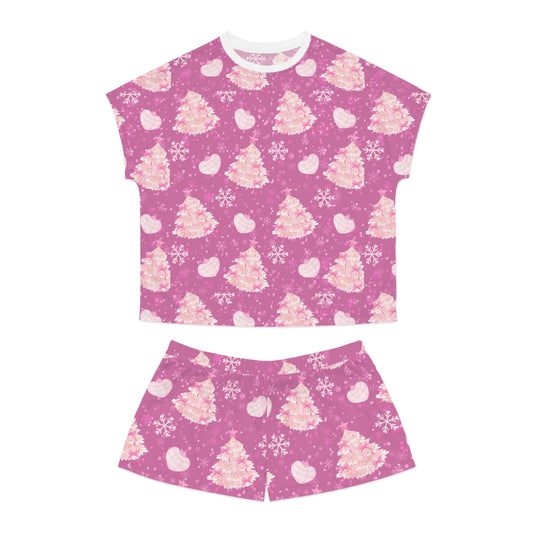 Pink Christmas Pajama Set | Womens Festive Loungewear | Holiday Two-Piece Sleepwear Gift