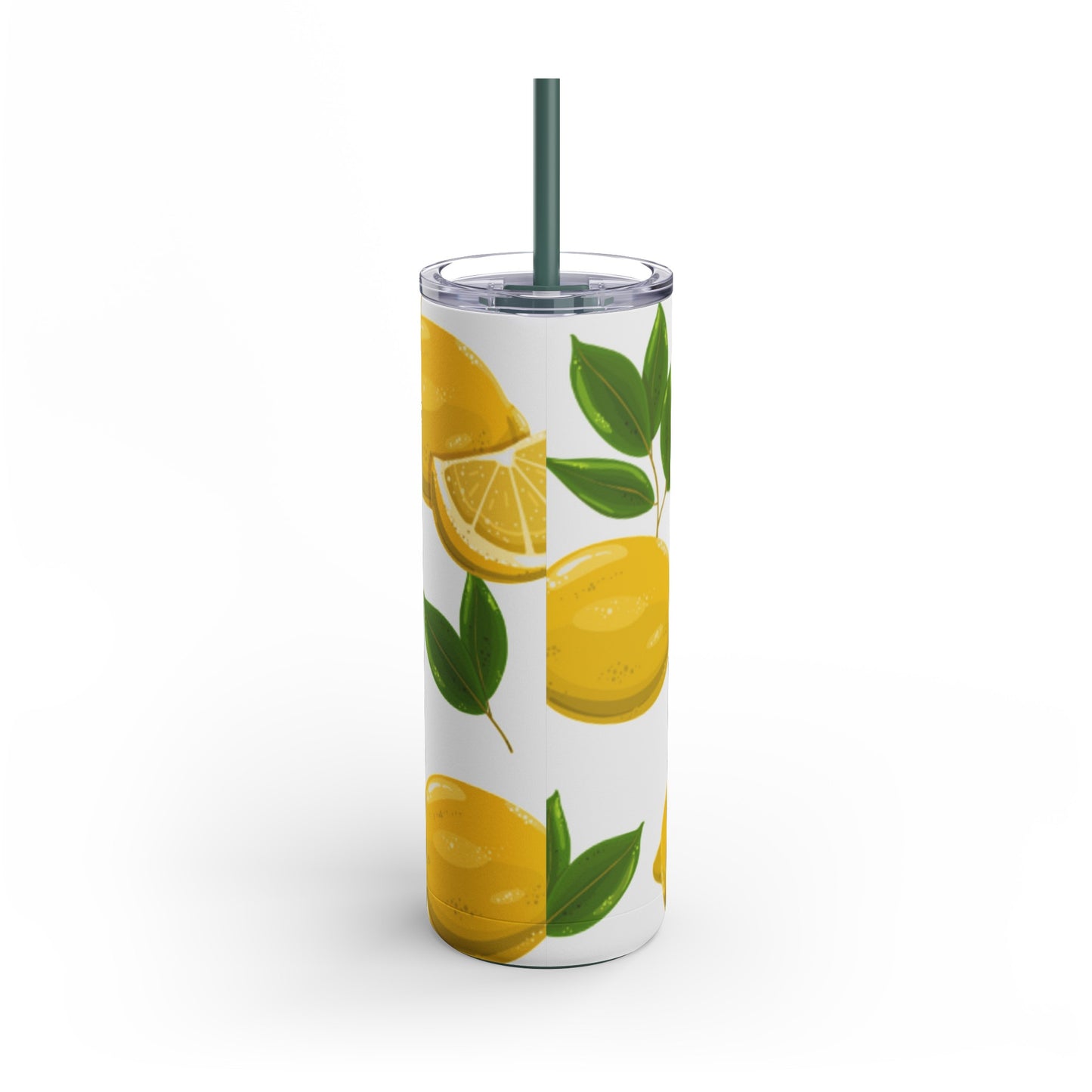 20oz "Squeeze the Day" Lemon Tumbler with Pink Straw - Stainless Steel Insulated, Keeps Cold 24hr, Hot 12hr, BPA-Free