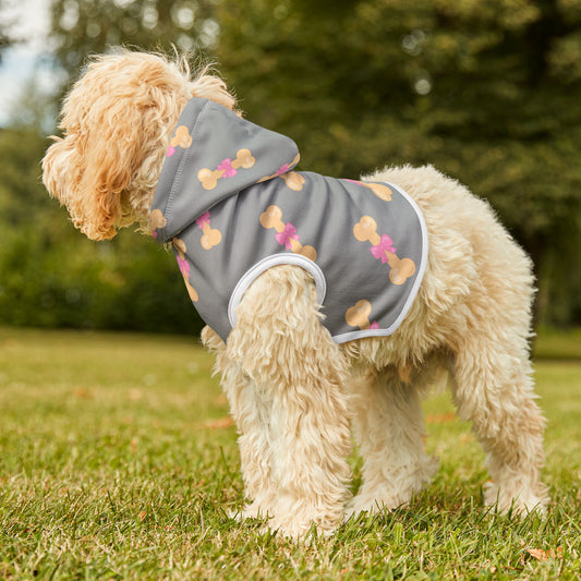 Custom Dog Hoodie with Bone & Bow Print – Stylish Pet Apparel for National Dog Day
