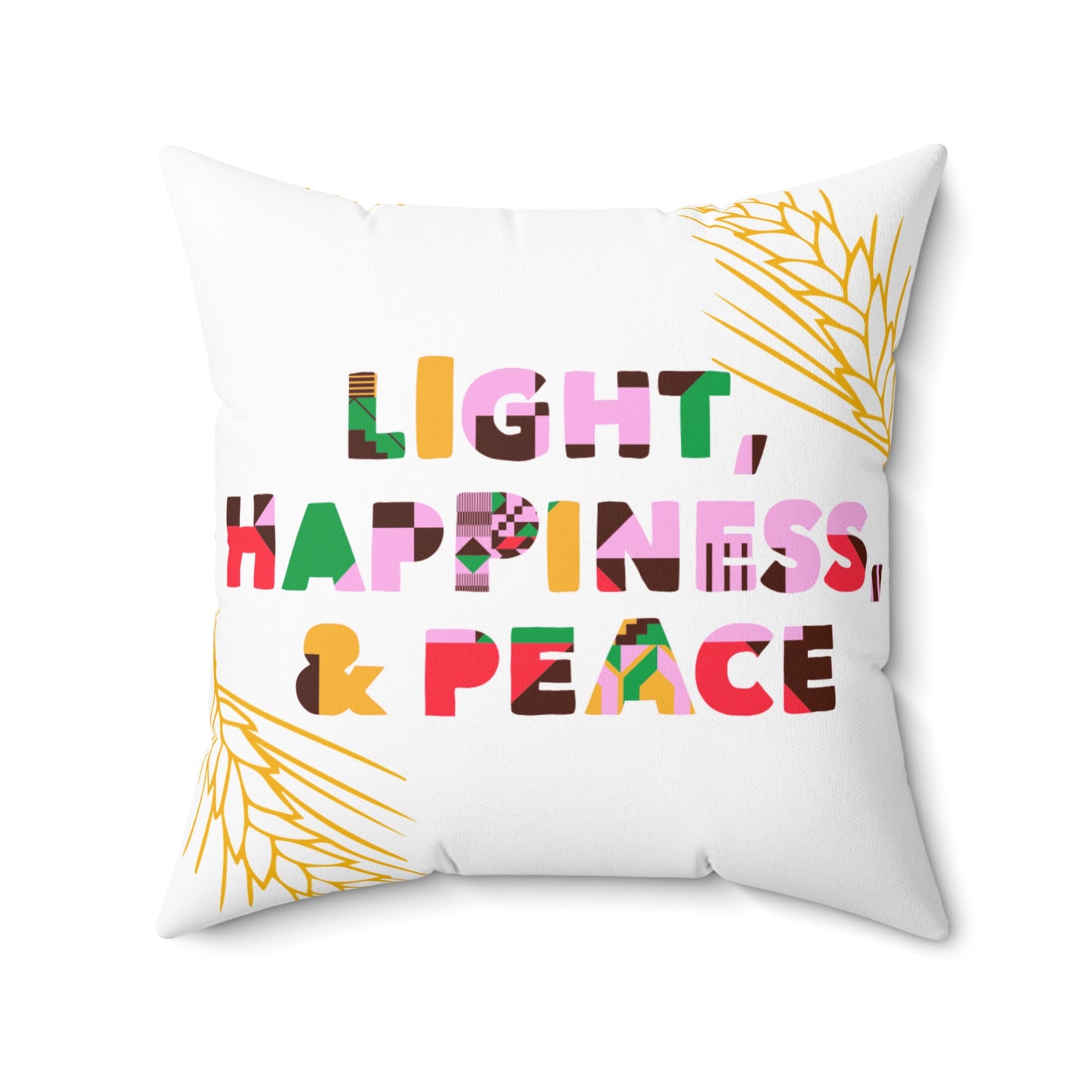 Kwanzaa Throw Pillow | Light, Happiness & Peace | Afrocentric Holiday Decor | Inspirational Accent Cushion | Festive Gift for Home or Her