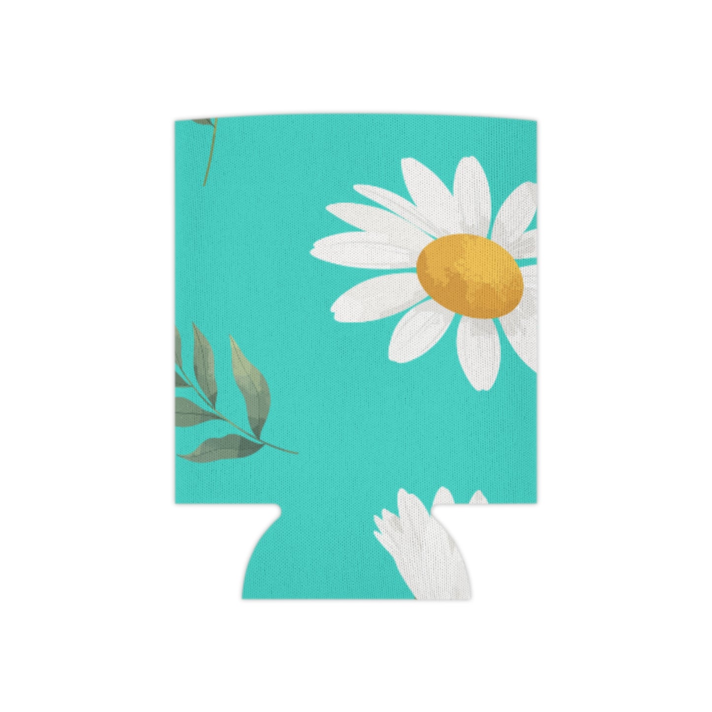 Summer Vibes Koozie: Bright Teal with White Daisy Pattern - Keep Your Drinks Cool in Style!