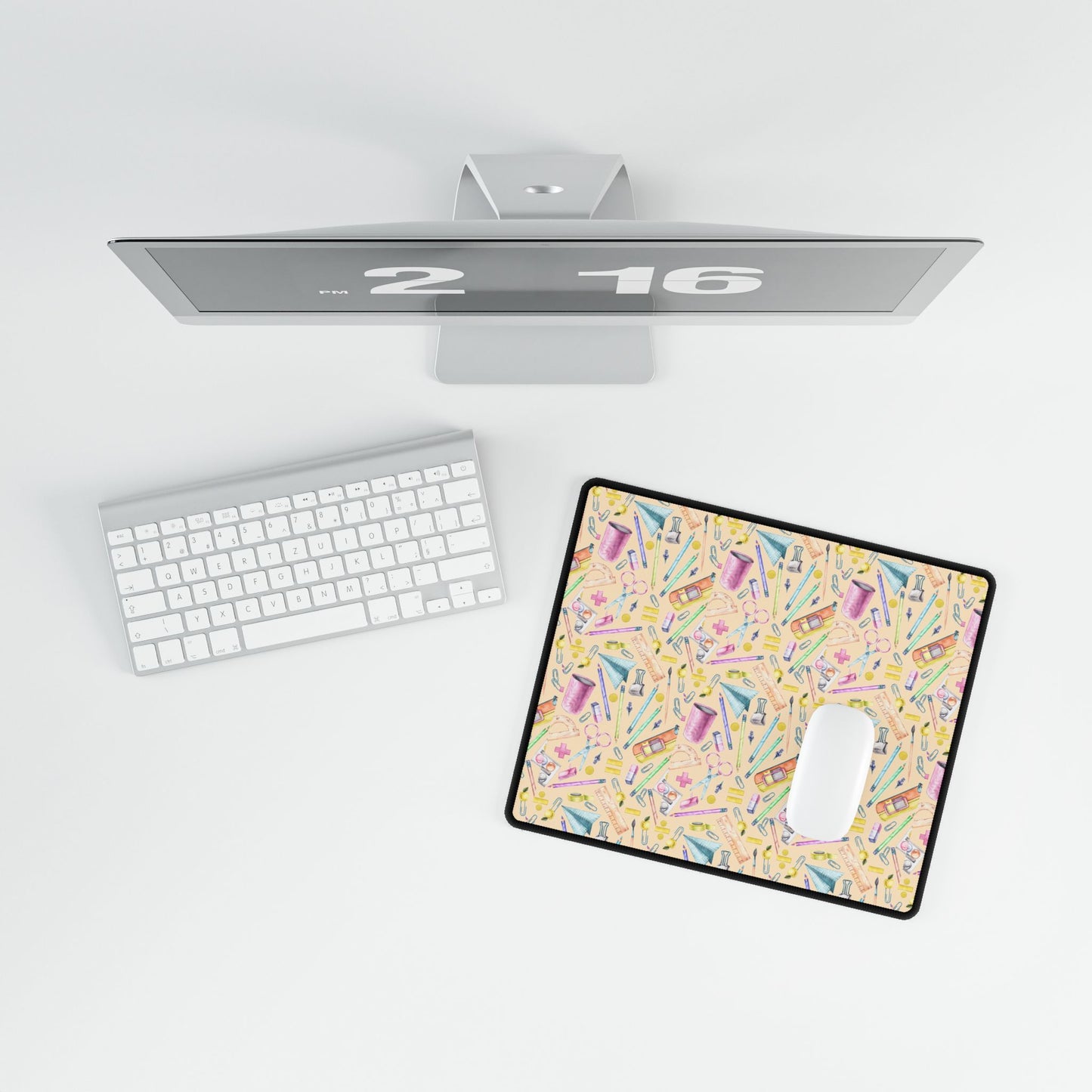 Back-to-School Desk Mat – Vibrant School Supplies Print, Non-Slip Base in 3 Sizes