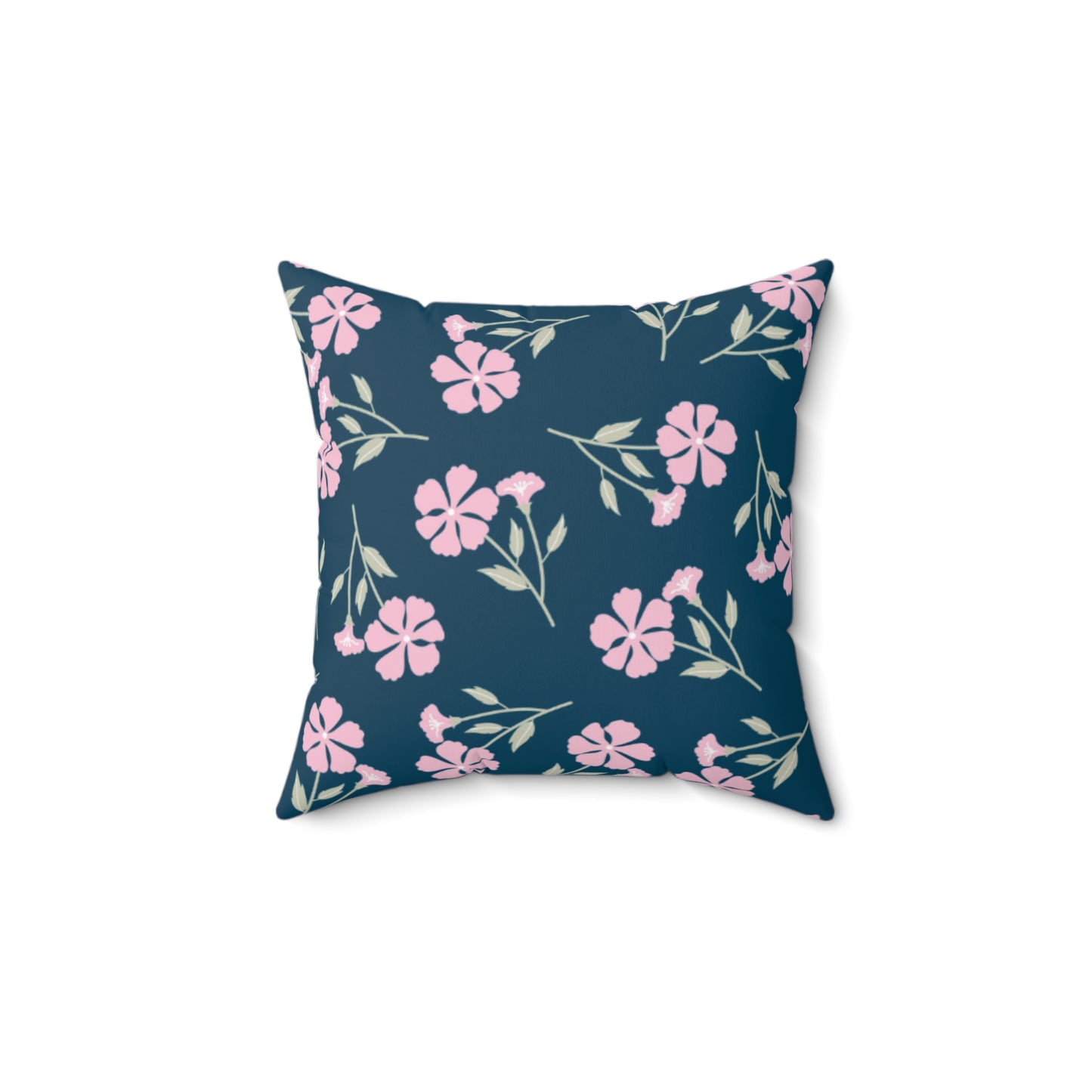 Premium Navy Floral Throw Pillow - Double-Sided Print, Concealed Zipper - Enhance Your Home Decor!