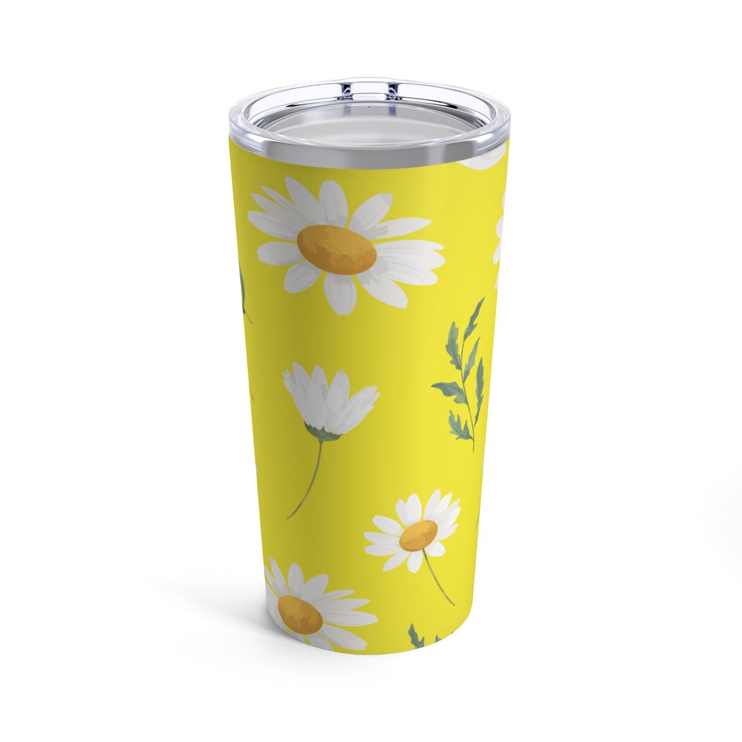 Sunshine Serenade: Vibrant Yellow Daisy Patterned Tumbler for Hot and Cold Drinks - Stainless Steel 20oz