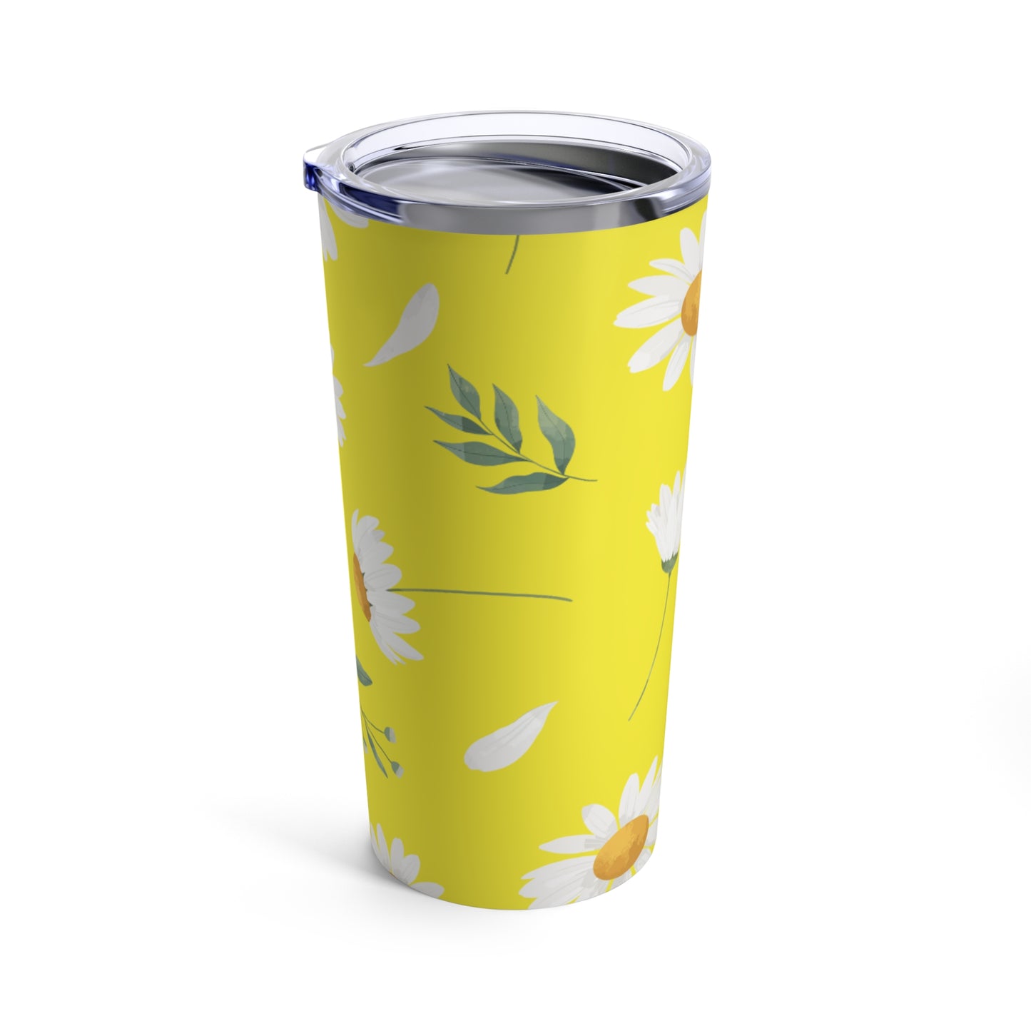 Sunshine Serenade: Vibrant Yellow Daisy Patterned Tumbler for Hot and Cold Drinks - Stainless Steel 20oz