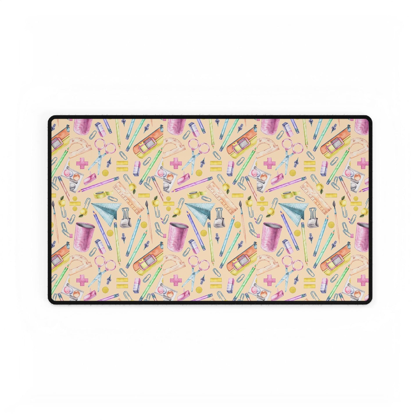 Back-to-School Desk Mat – Vibrant School Supplies Print, Non-Slip Base in 3 Sizes