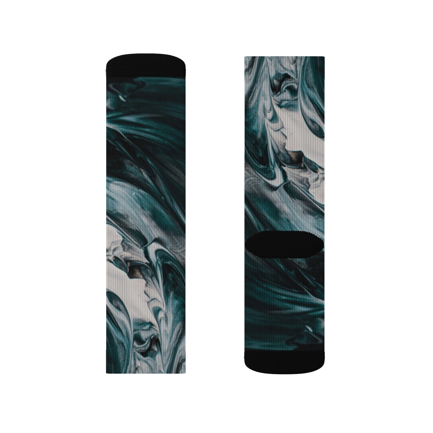 Marble Magic: Stylish Statement Socks in Teal and Black | Cushioned Bottoms for Ultimate Comfort. Ideal Addition to Your Wardrobe