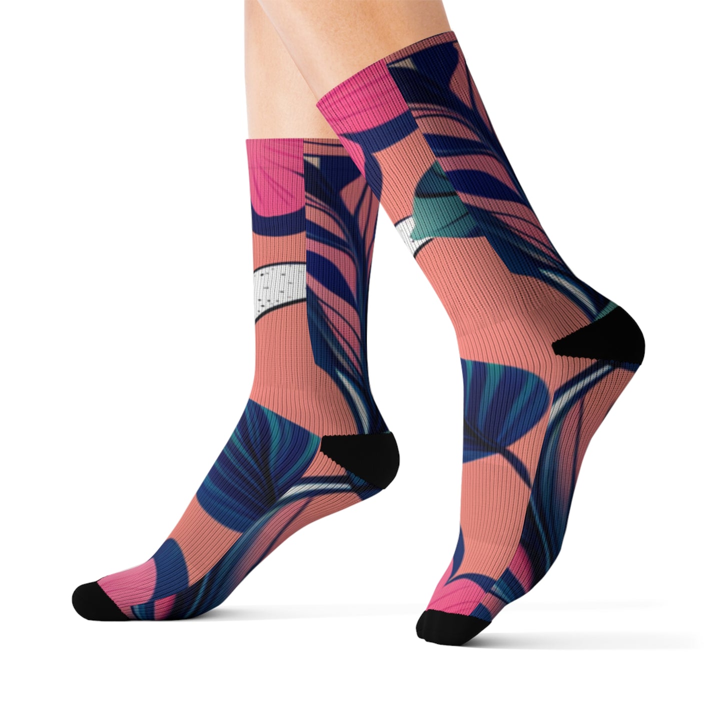 Abstract Pink Floral Print Socks - Stylish & Comfortable | Luxe Home Office Essentials