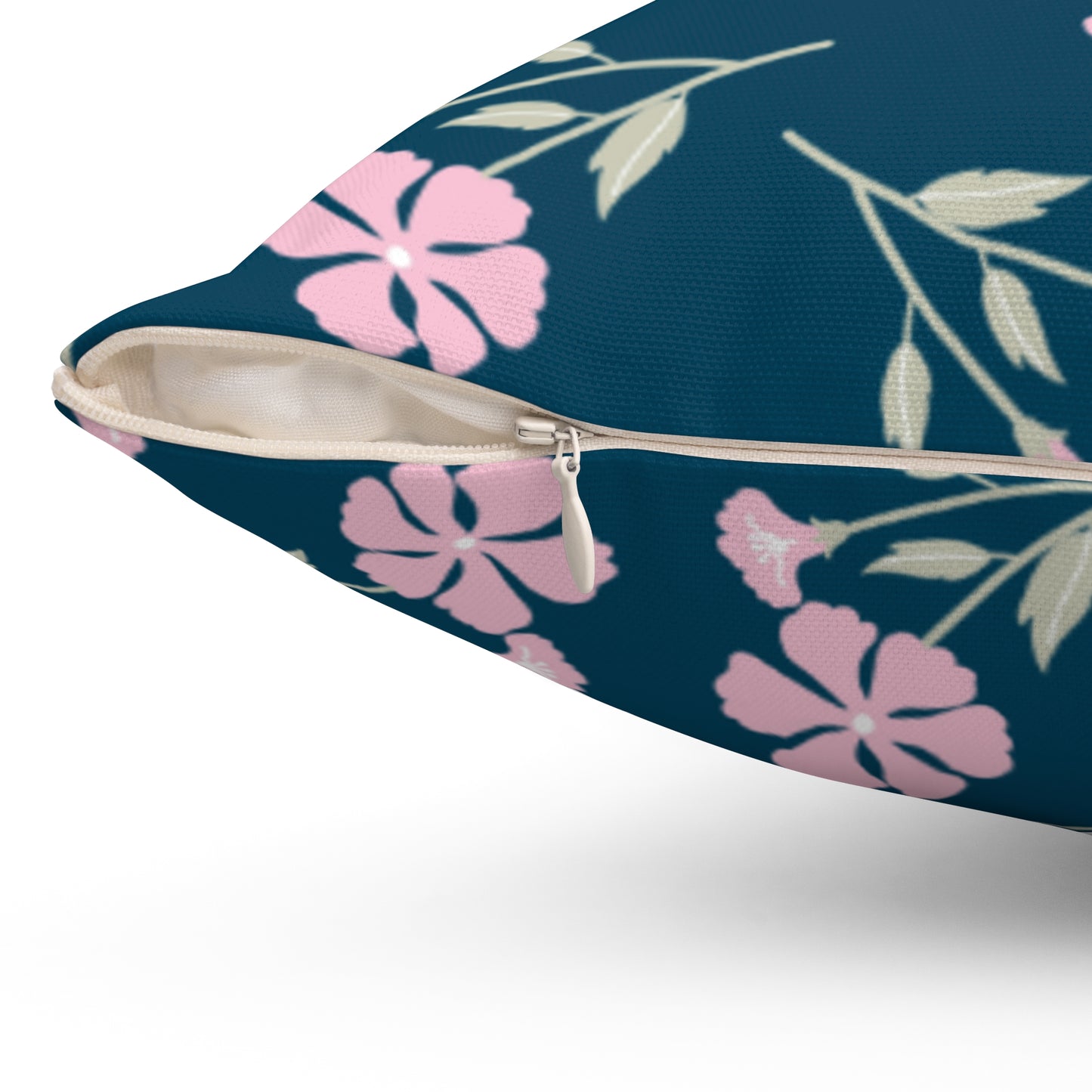 Premium Navy Floral Throw Pillow - Double-Sided Print, Concealed Zipper - Enhance Your Home Decor!